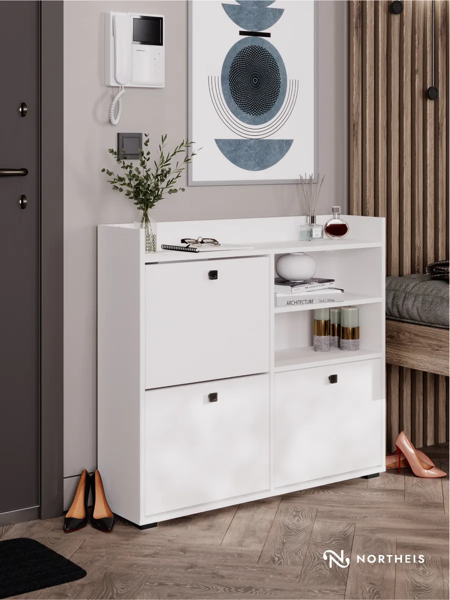 Изображение товара Обувница Northeis Харута 75.8x96.6x25.6 см 2 полки ЛДСП цвет белый