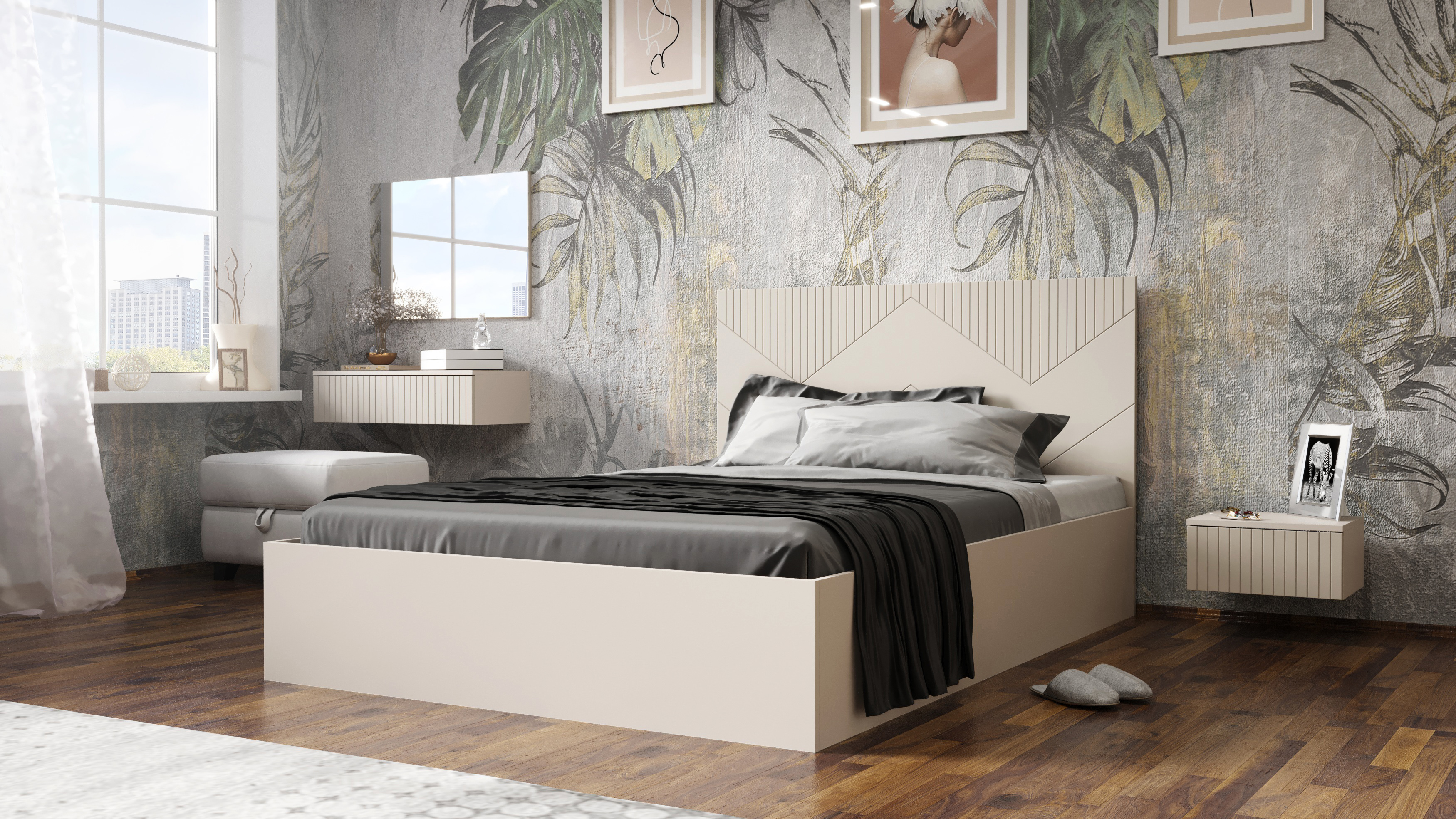 Изображение товара Кровать Первый гипермаркет мебели Шарм 200x140 см с ортопедическим основанием ЛДСП цвет кашемир/сантьяго матовый