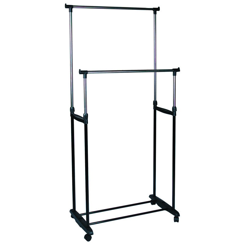 Изображение товара Напольная вешалка РЫЖИЙ КОТ CR465 с двумя перекладинами и колесами