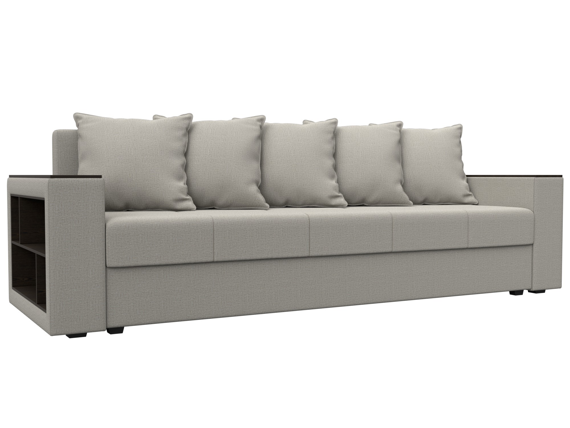 Изображение товара Диван раскладной Лига диванов Дубай Лайт полки слева 232x85x80 см рогожка цвет амур 02 бежевый