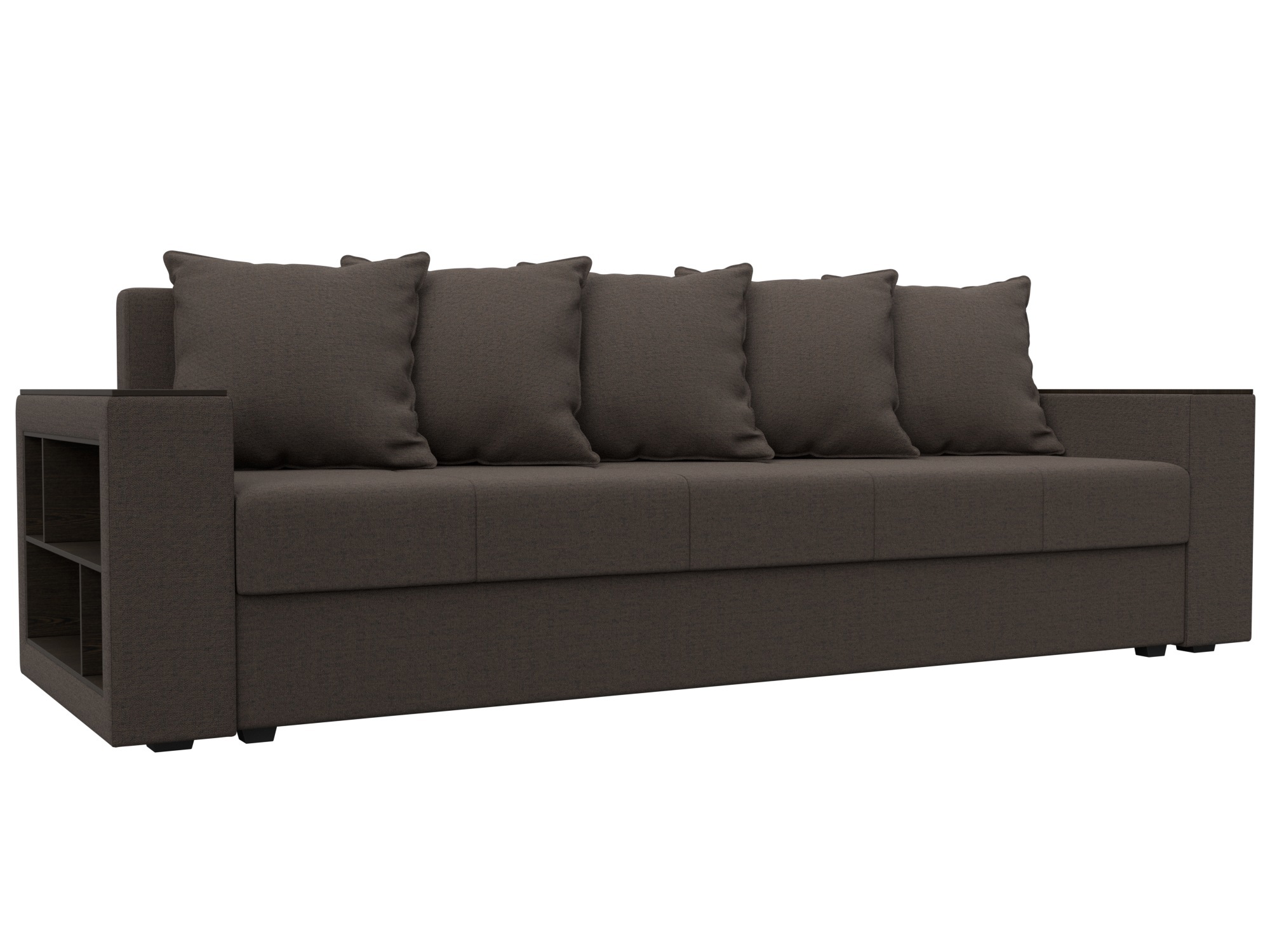 Изображение товара Диван раскладной Лига диванов Дубай Лайт полки слева 232x85x80 см рогожка цвет амур 05 коричневый