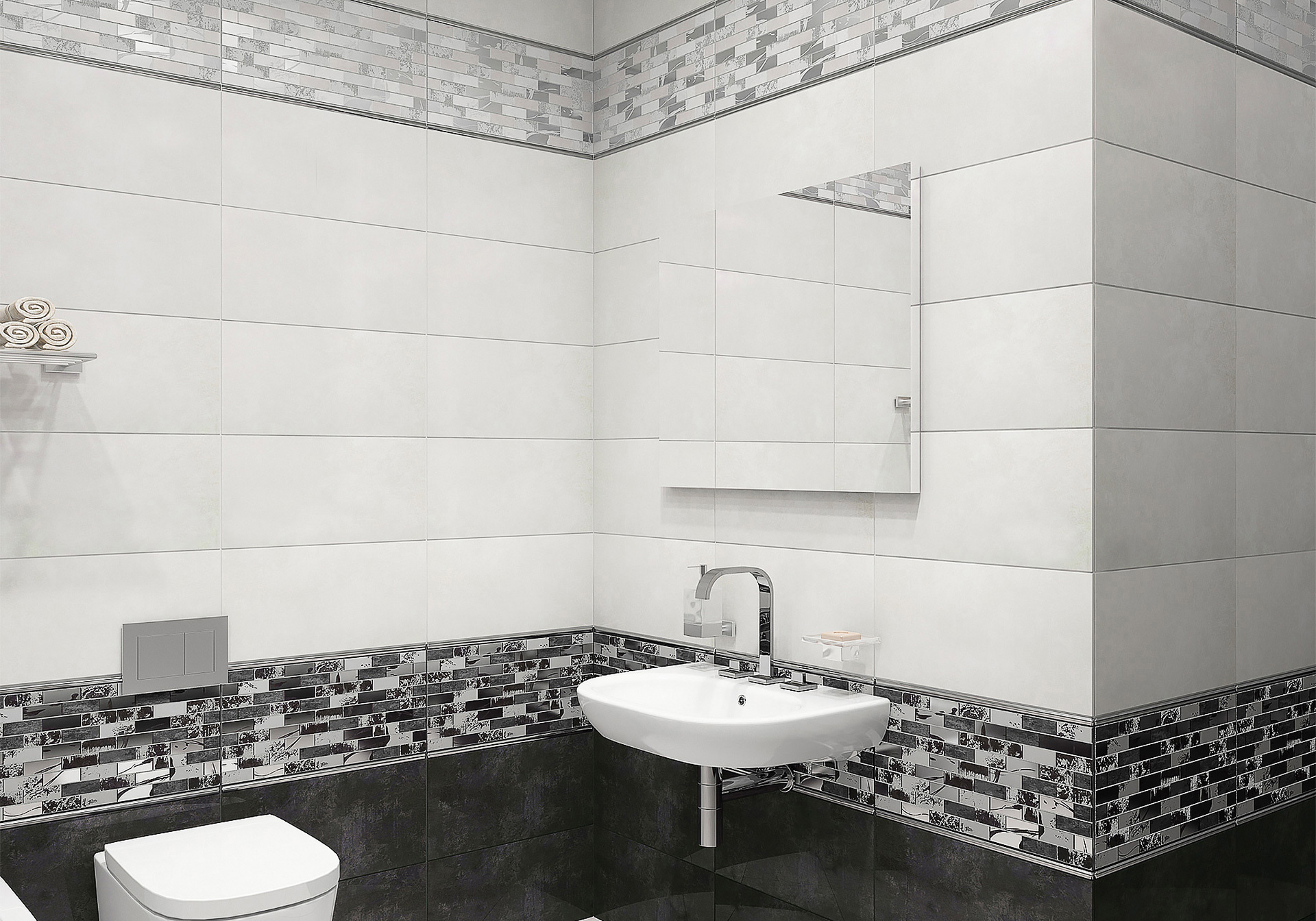 Изображение товара Плитка Altacera WT9ANR00 24.9x50 см Бело-серая для стен ванной