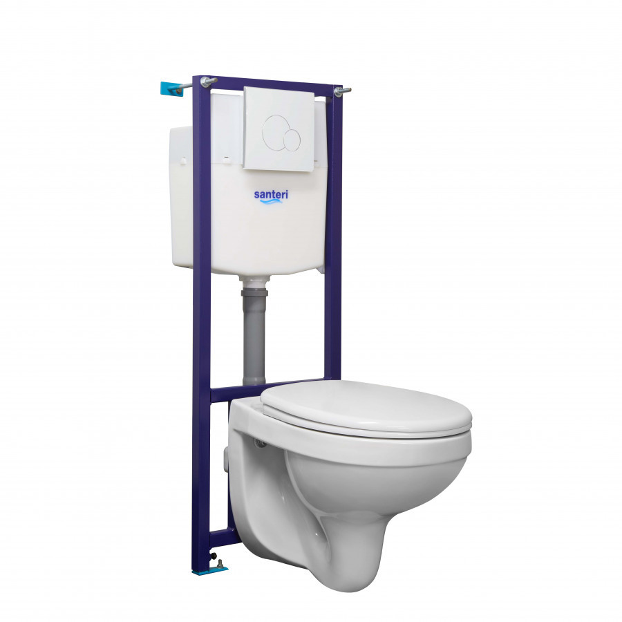 Изображение товара Комплект инсталляция и унитаз Santeri Polo с микролифтом и безободковой конструкцией