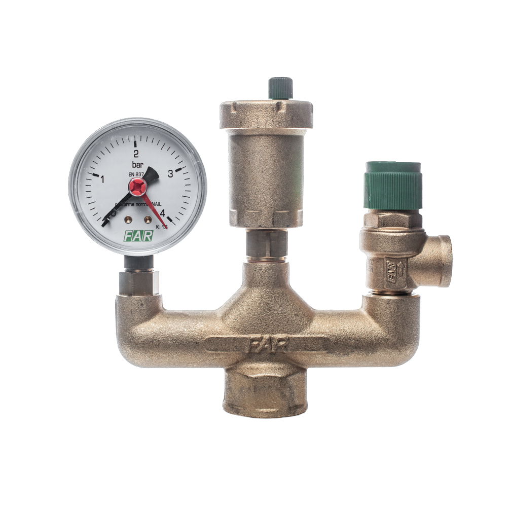 Изображение товара Группа безопасности котла Far 1 латунь предохранительный клапан и воздухоотводчик