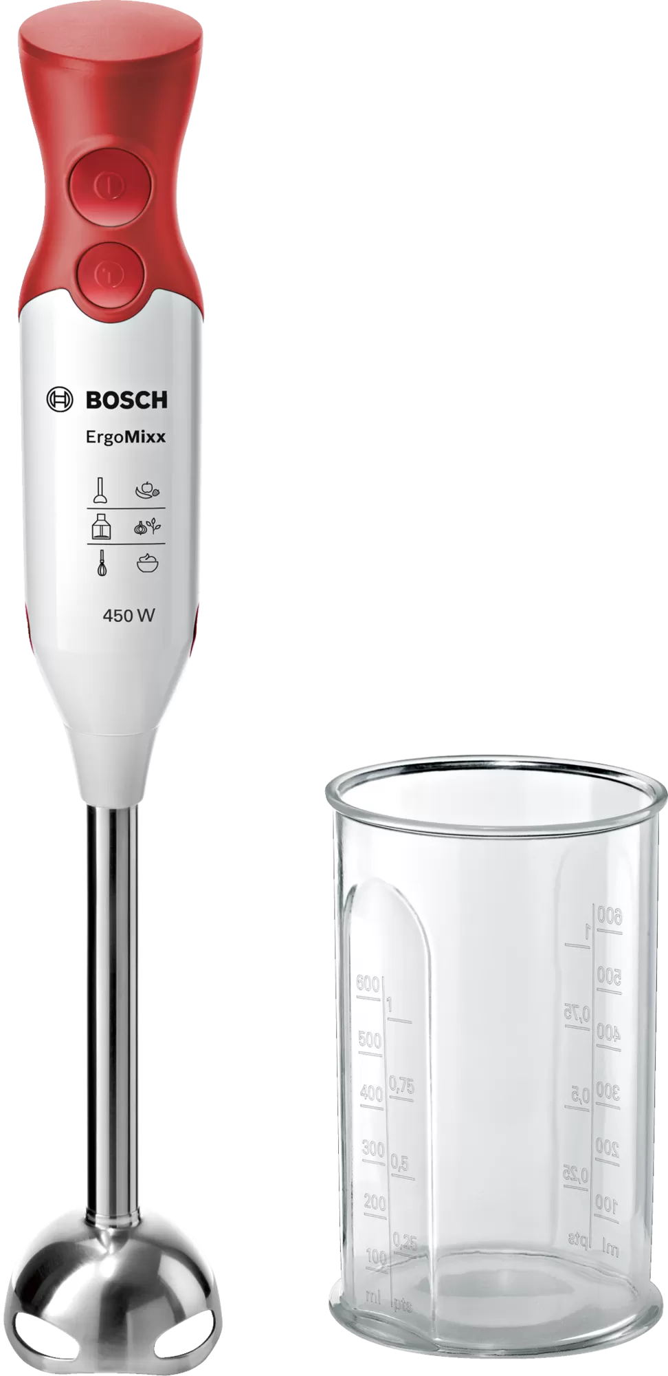 Изображение товара Погружной блендер Bosch MSM64110 2 скорости цвет белый/красный