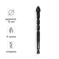 Изображение товара Сверло спиральное по стеклу 12 мм Quadro-X HEX Rage 554085 профессиональное
