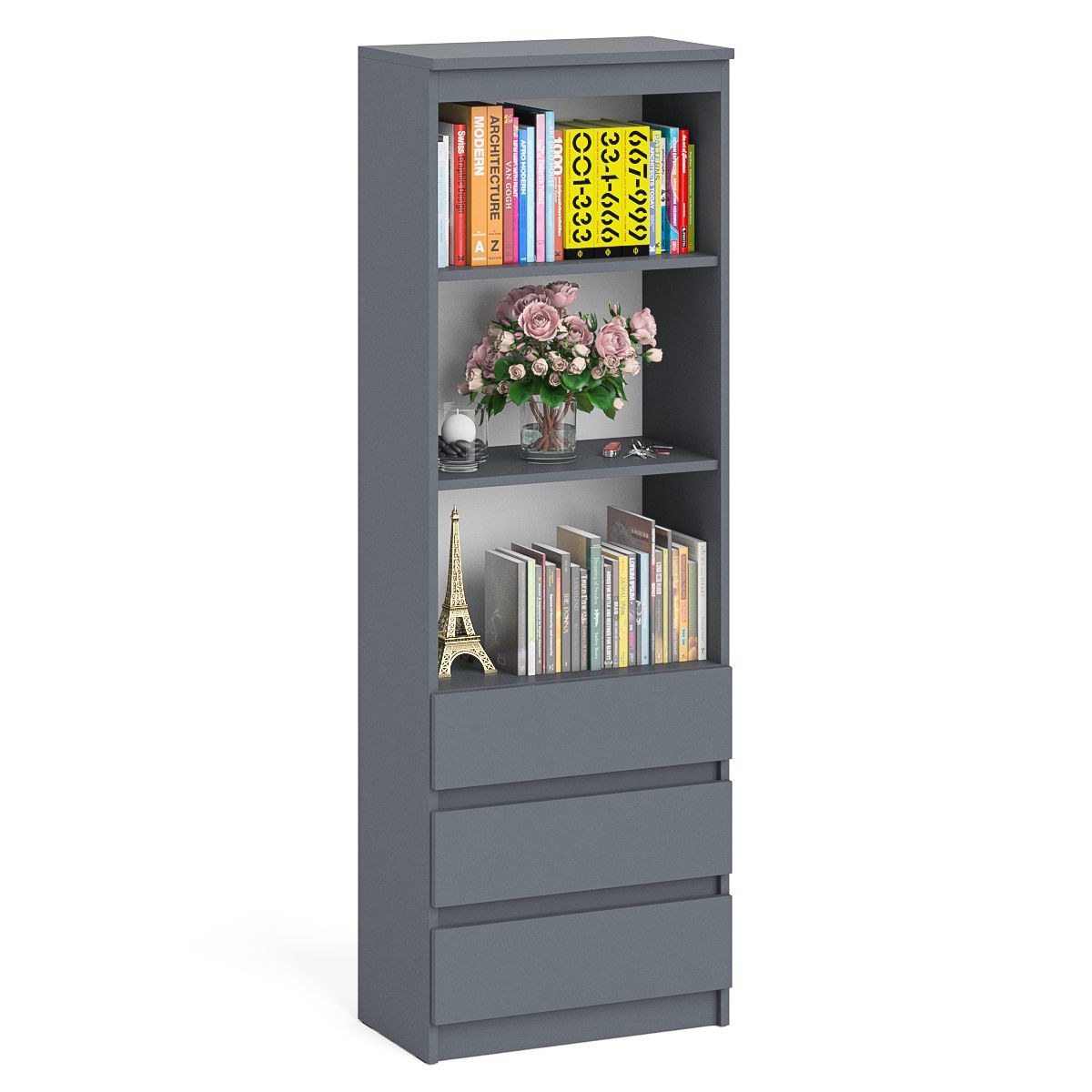 Изображение товара Стеллаж Свк Мори 3 полки 60x180x35 см ЛДСП цвет графит