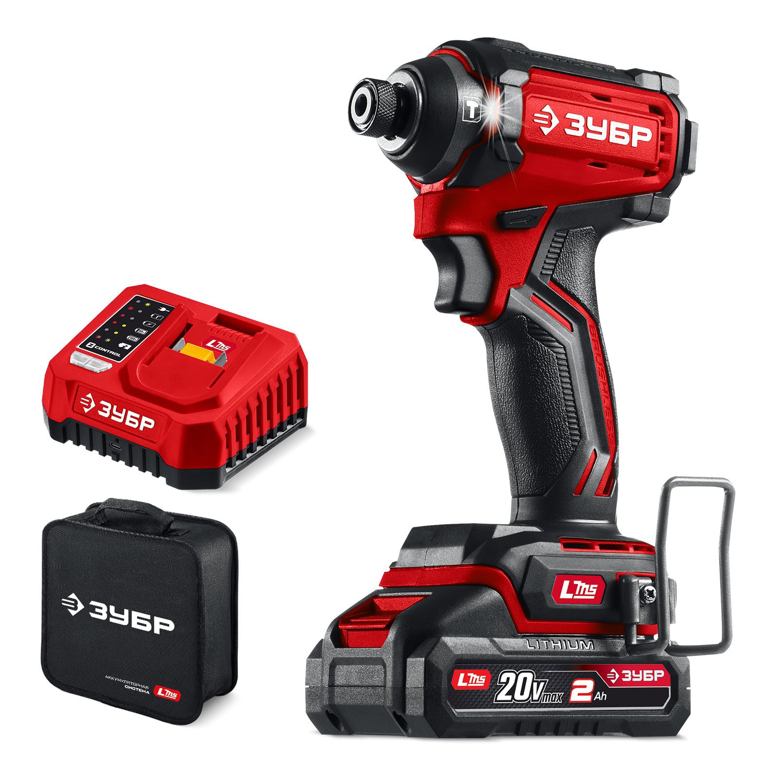 Изображение товара Винтоверт ударный аккумуляторный бесщеточный Зубр ВБУ-180-21, 20 В Li-Ion 1x2 Ач