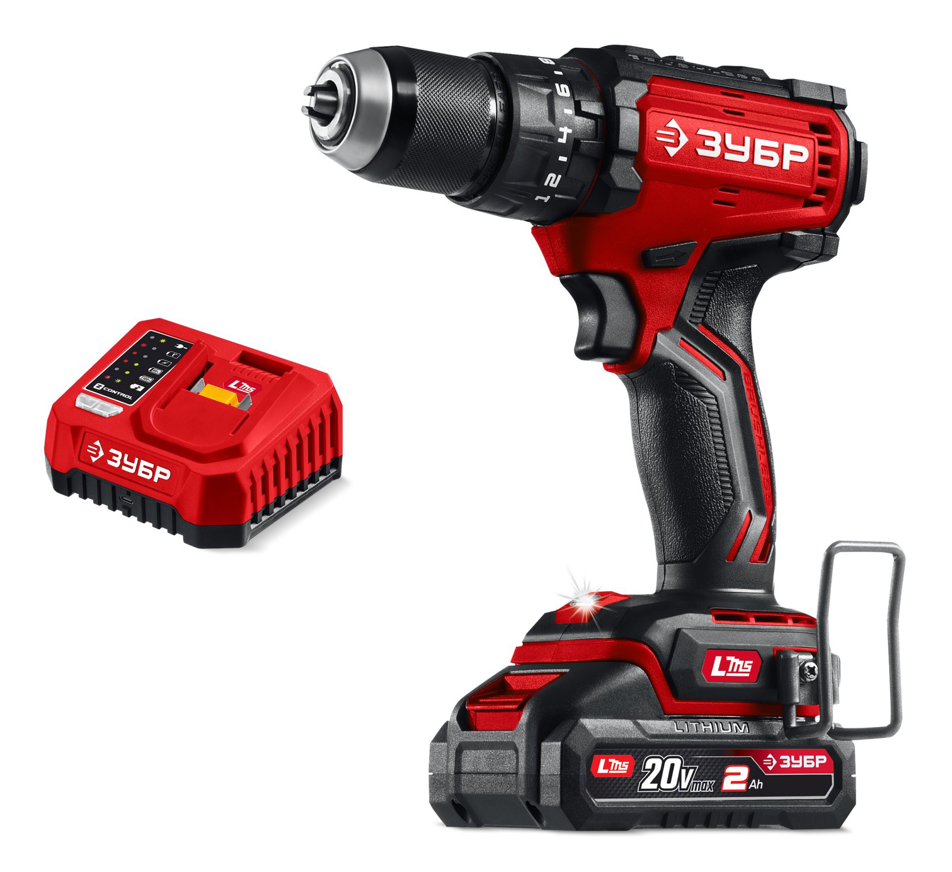 Изображение товара Аккумуляторная дрель-шуруповерт ЗУБР ДБУ-65-21 20 В 2 Ач ударная бесщеточная