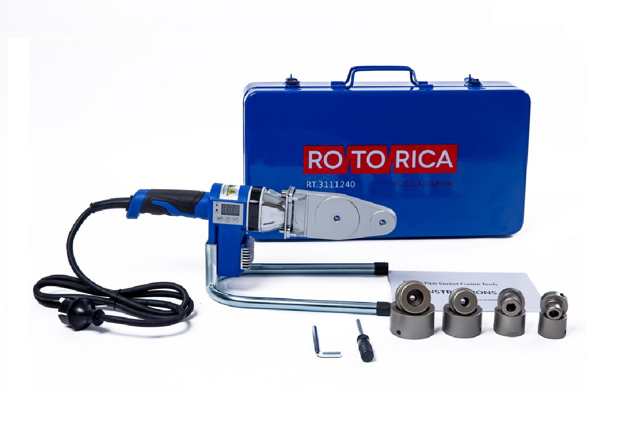 Изображение товара Аппарат для сварки пластиковых труб Rotorica 600 Вт с насадками и кейсом
