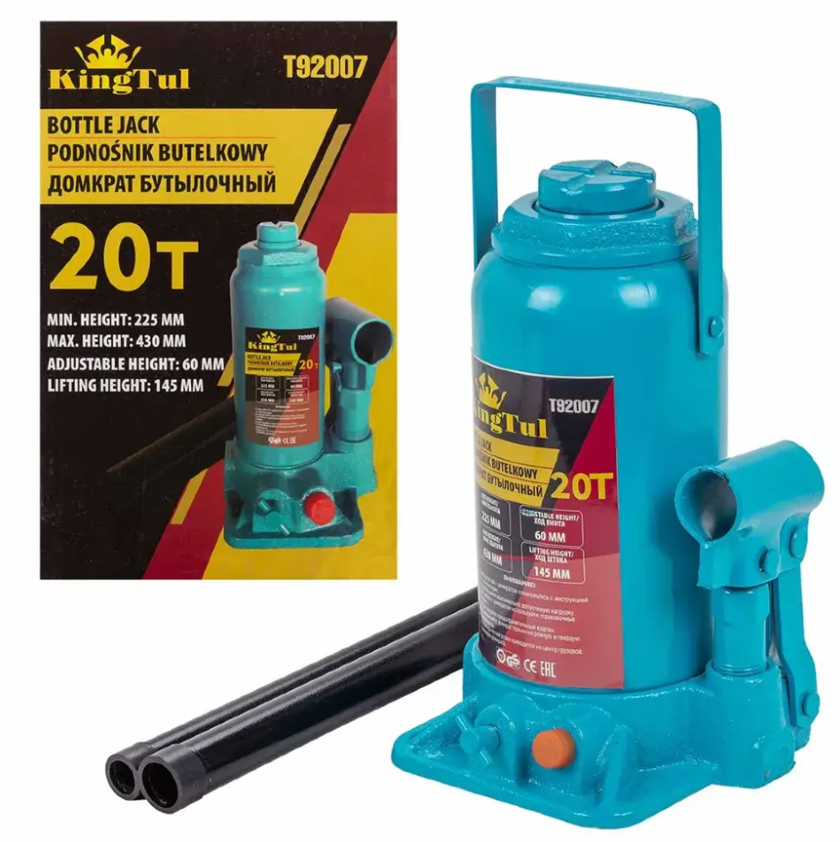 Изображение товара Домкрат бутылочный механический Kingtool KT-T92007 до 20 т, 225-430 мм