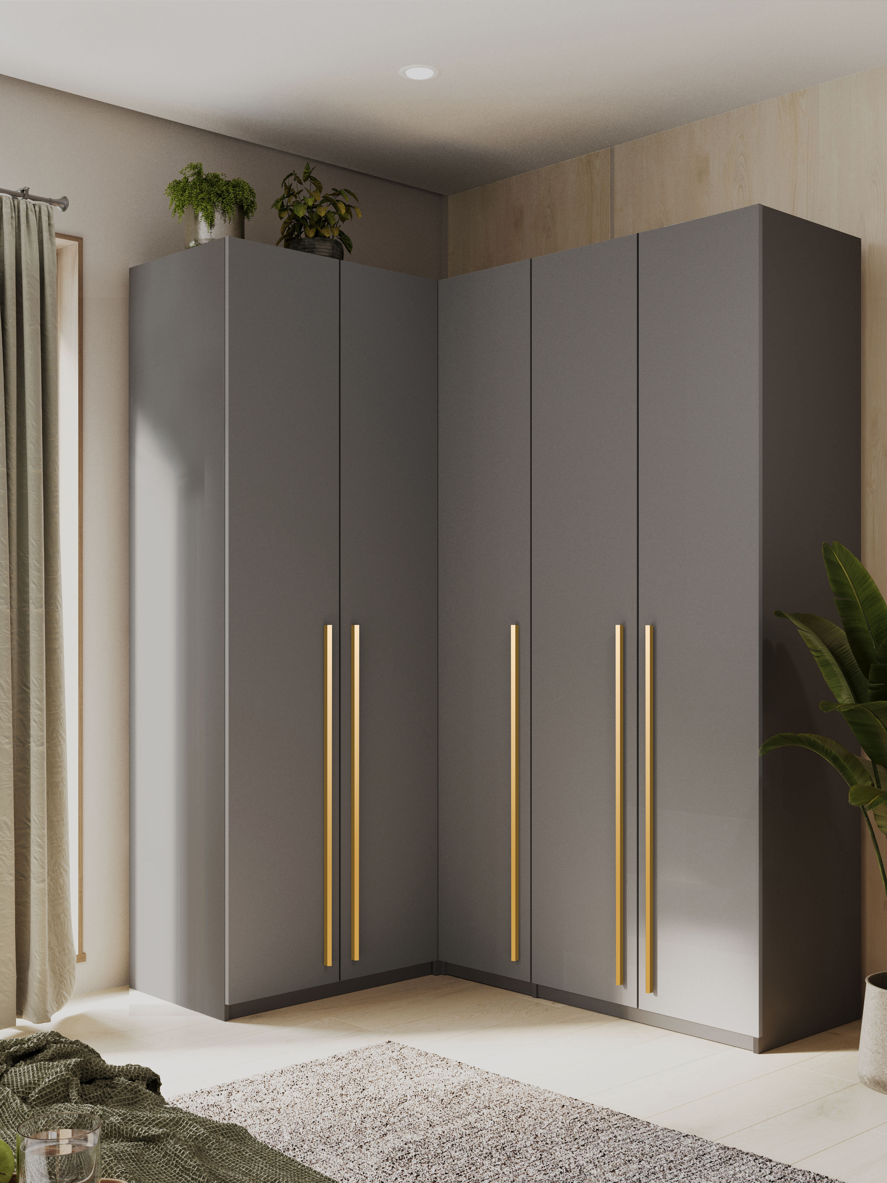 Изображение товара Угловой шкаф распашной София 5 дверей ЛДСП серый современный дизайн