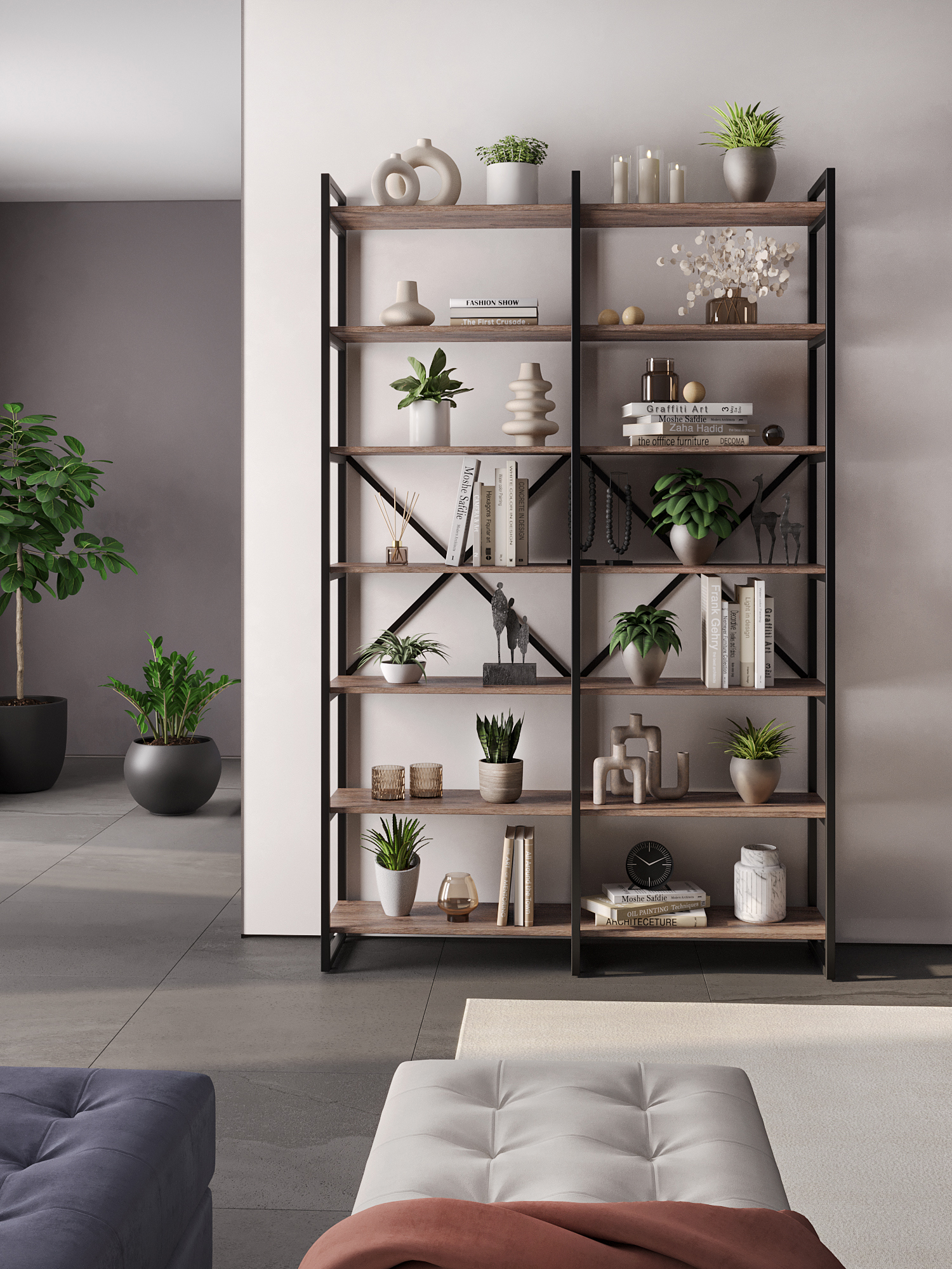 Изображение товара Стеллаж A1 home Bruno double 7 полок 134x210x34 см металл Дуб Веллингтон