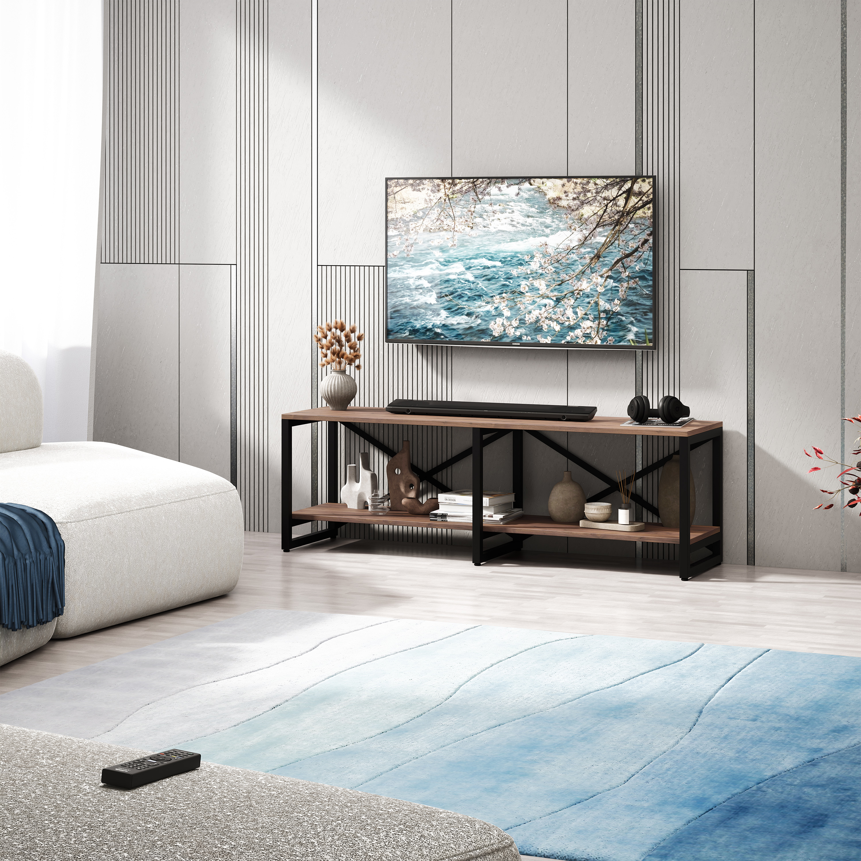 Изображение товара Тумба под телевизор A1 home Bruno 134х44х34 см металл цвет американский орех