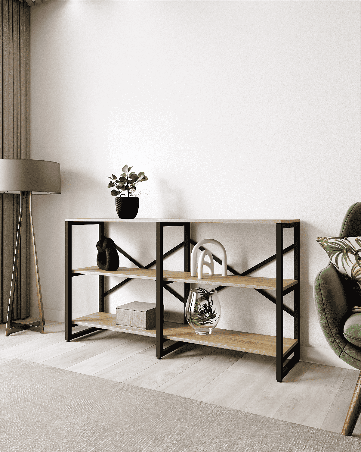 Изображение товара Тумба под телевизор A1 home Bruno стиль LOFT 134x75x34 см металлическая дуб сонома