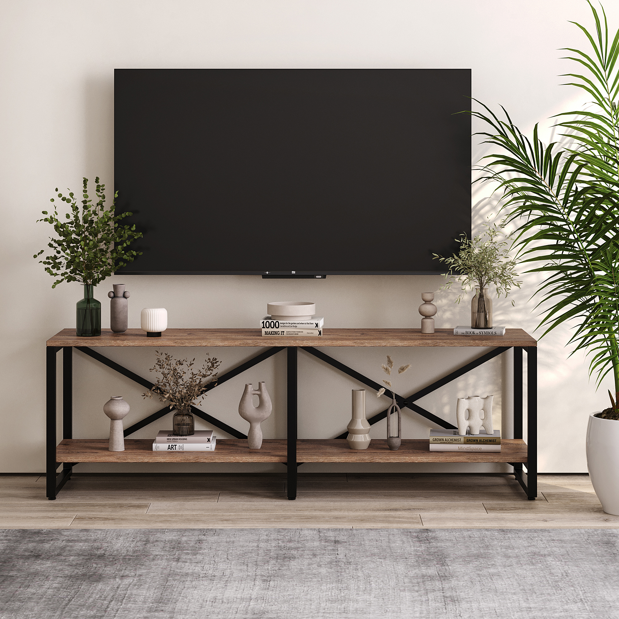 Изображение товара Тумба под телевизор A1 home Bruno 134х44х34 см металл цвет дуб веллингтон