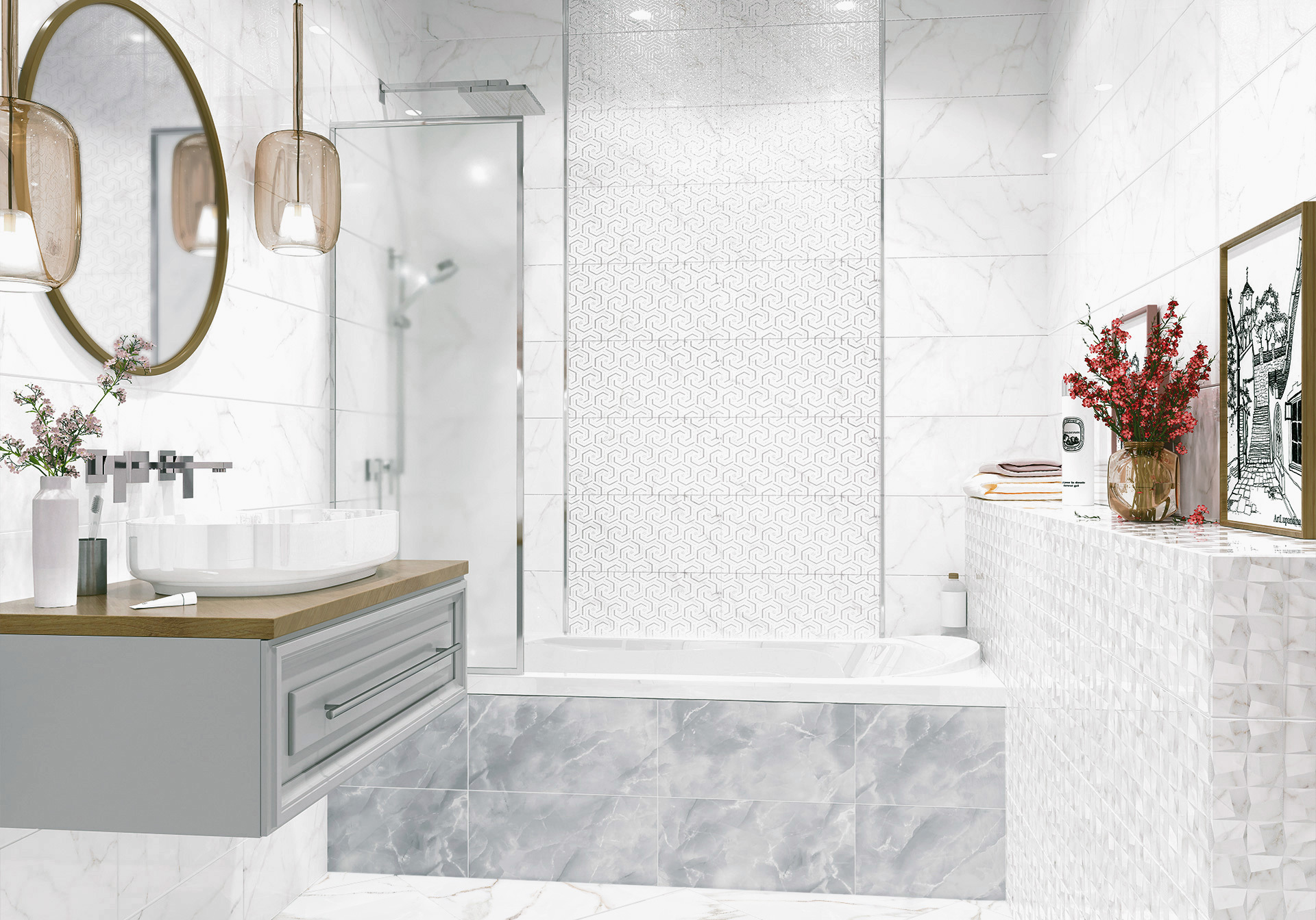 Изображение товара Плитка Alma Ceramica Grigio-1 Grigio-2 TWU09GRG707 50x24.9см цвет серый, цена за упаковку