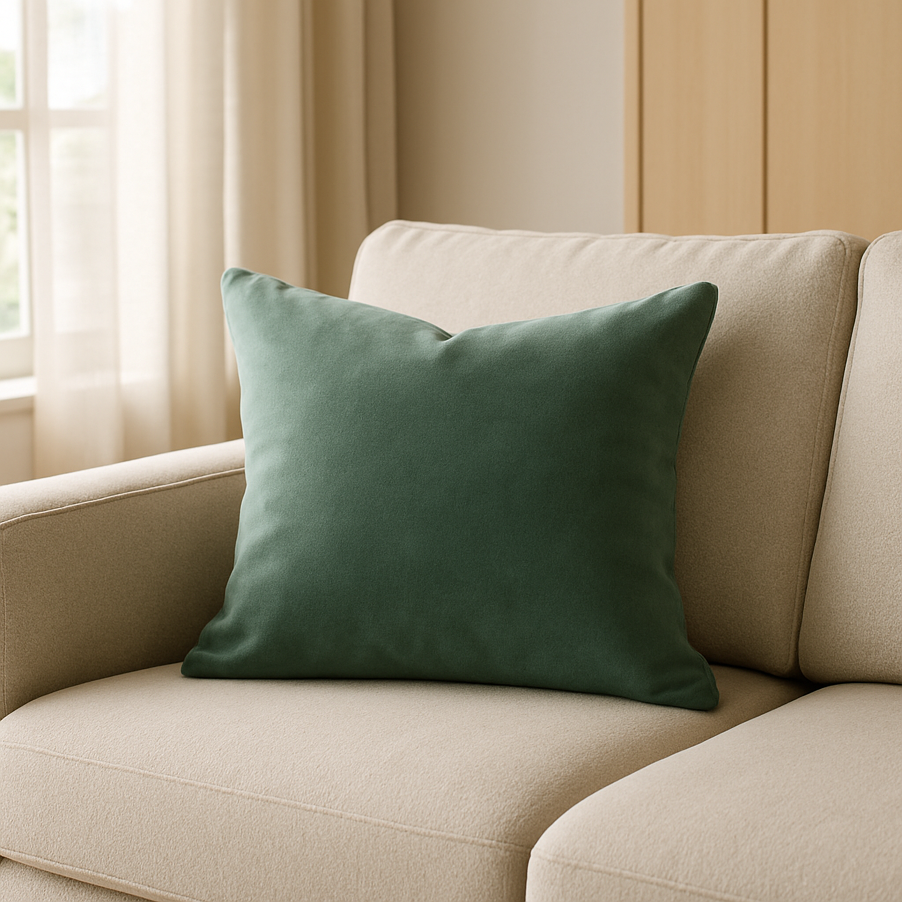 Изображение товара Декоративная подушка Flandria 45x45 см зеленая стильная и мягкая