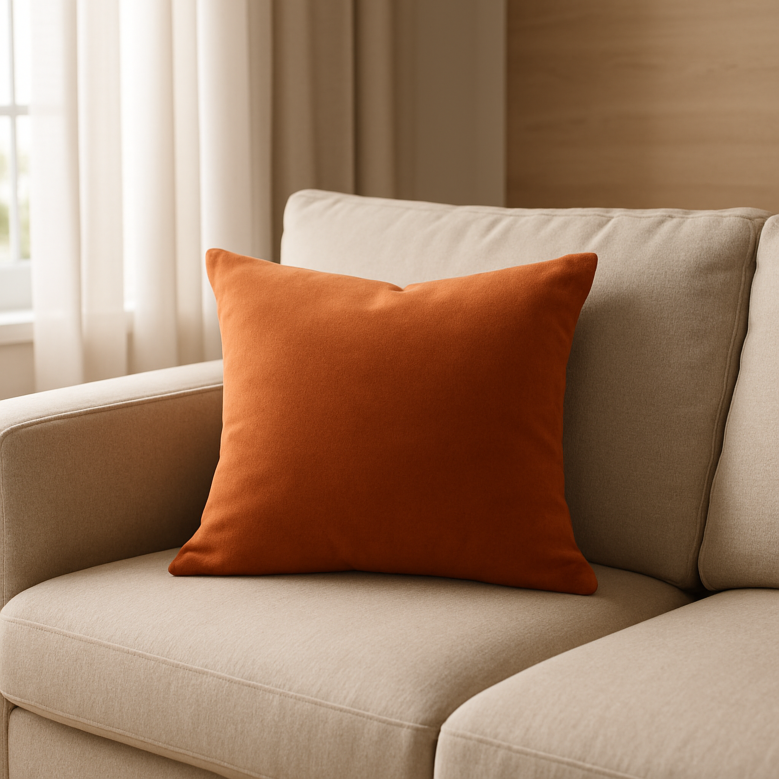 Изображение товара Подушка Flandria 45x45 см однотонная цвет терракотовый