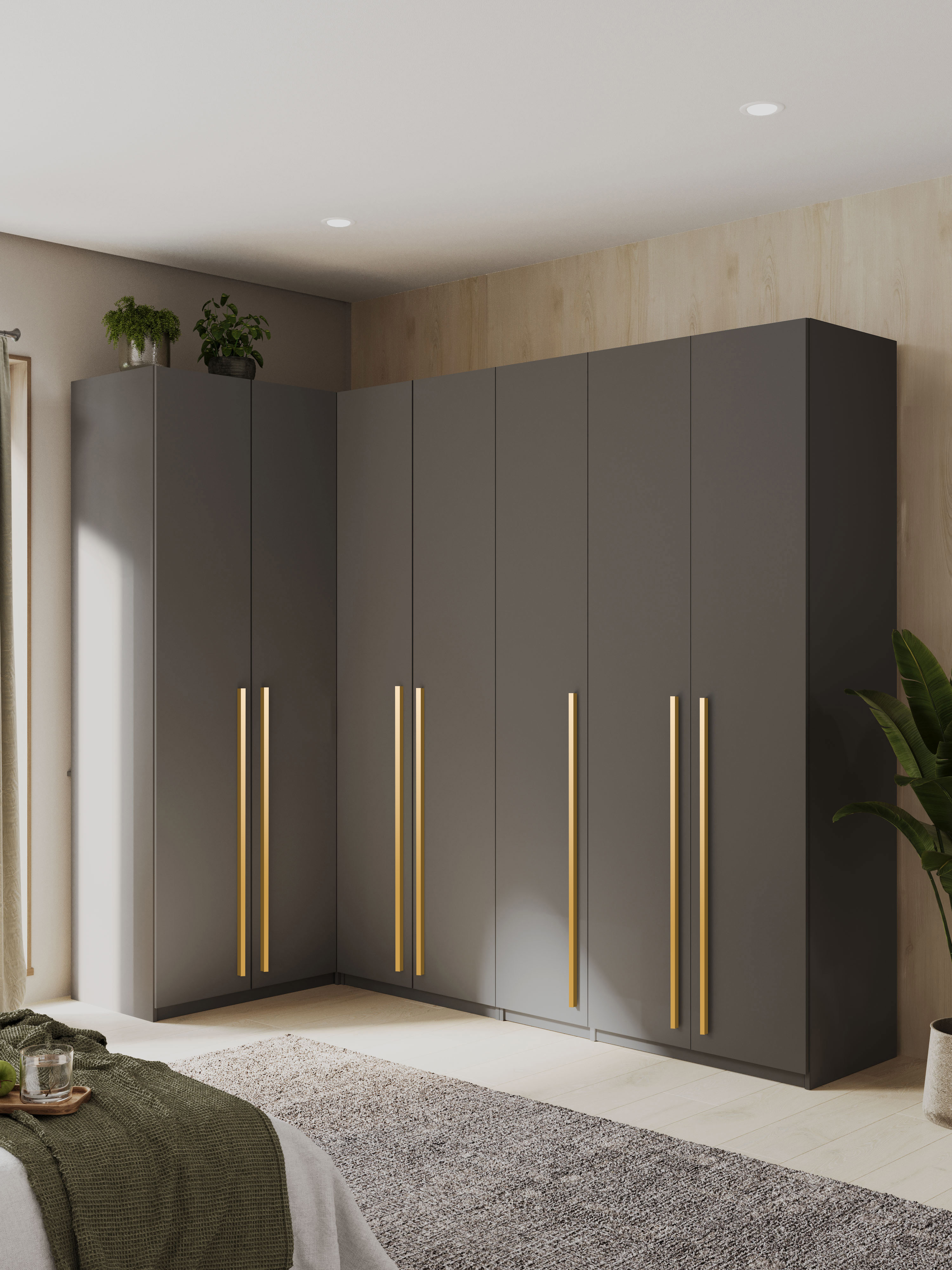 Изображение товара Шкаф распашной Принцесса мелания София 3629/5 с 7 дверями 250x220x50 см ЛДСП цвет серый