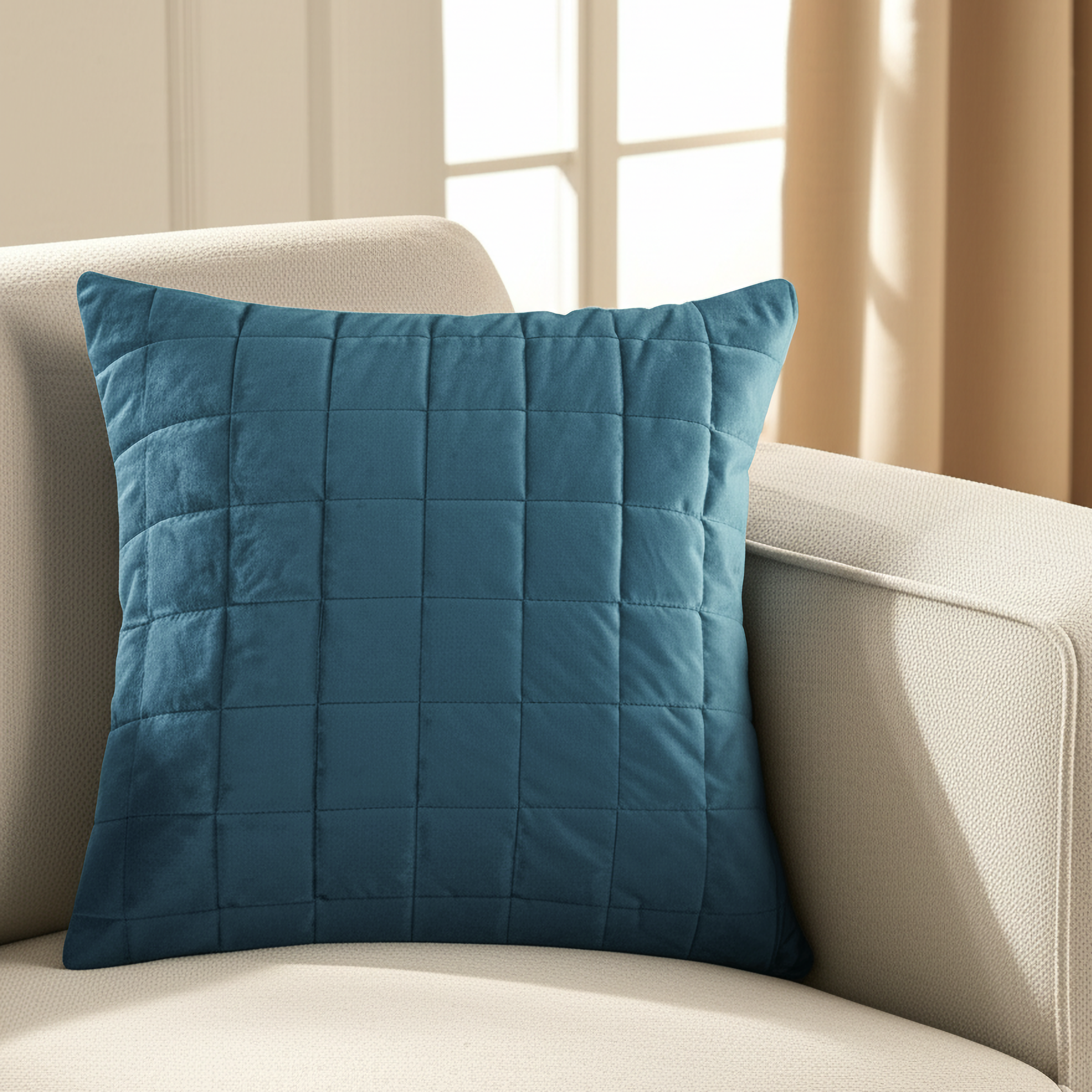 Изображение товара Декоративная подушка Inspire Etna 50x50 см вельвет синий современный дизайн