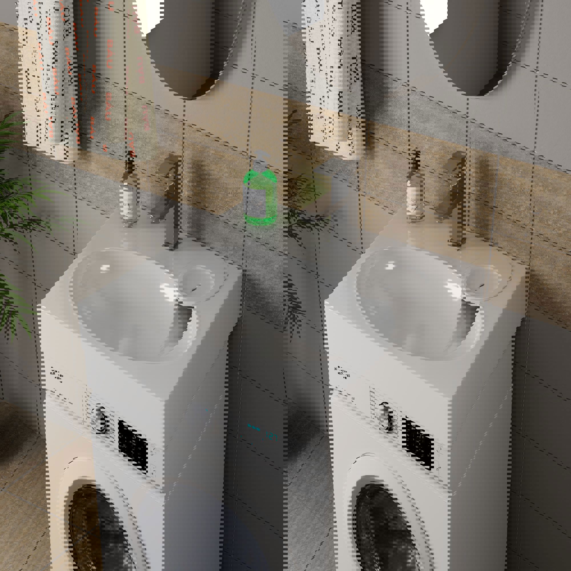 Изображение товара Раковина на стиральную машину Bauedge Nimb 59.2 см белая и хром