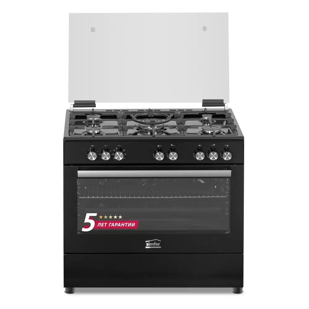 Изображение товара Комбинированная плита Simfer F96MB52001 90x78.7x60 см с газовыми конфорками и электрической духовко