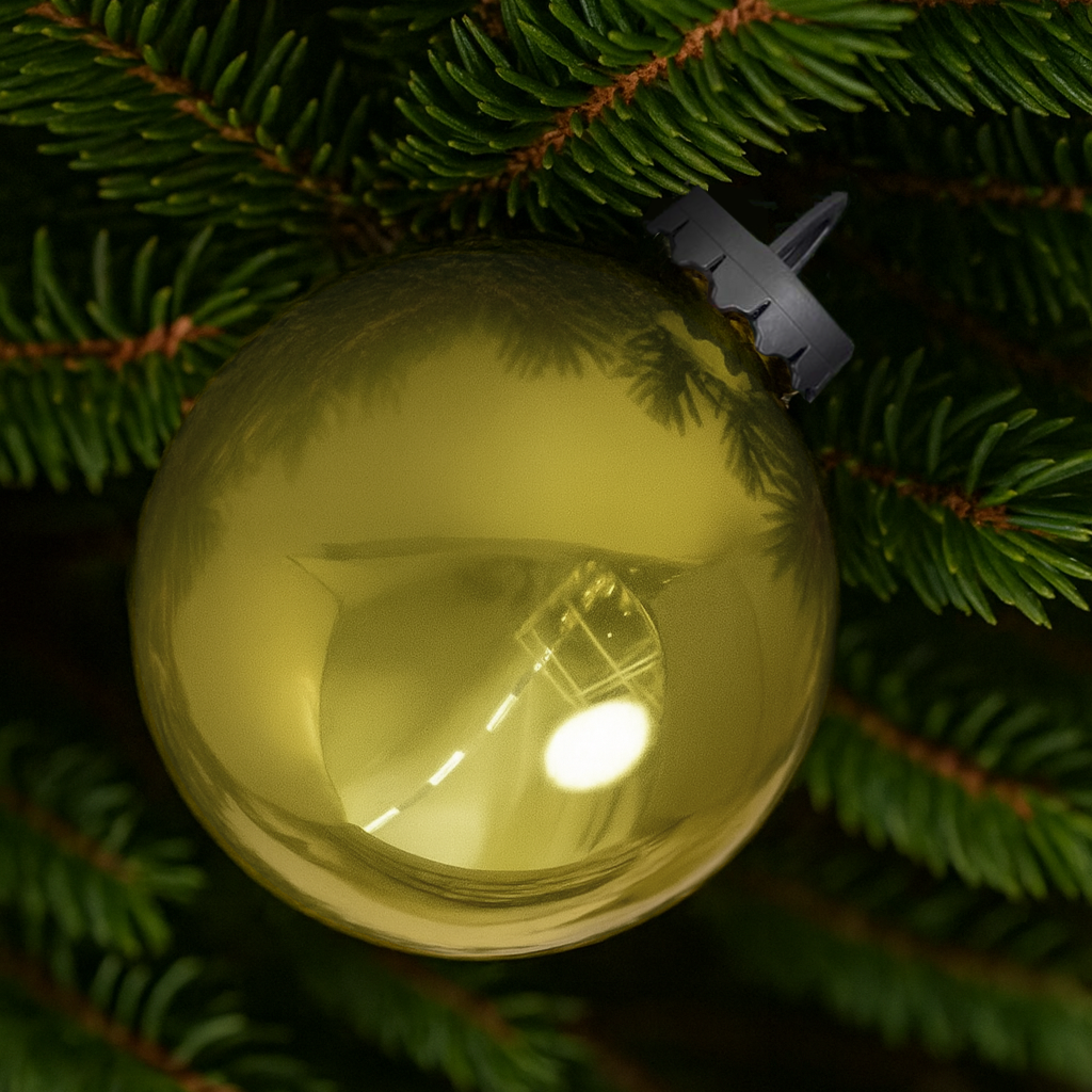 Изображение товара Золотой пластиковый елочный шар ø15 см для новогоднего декора