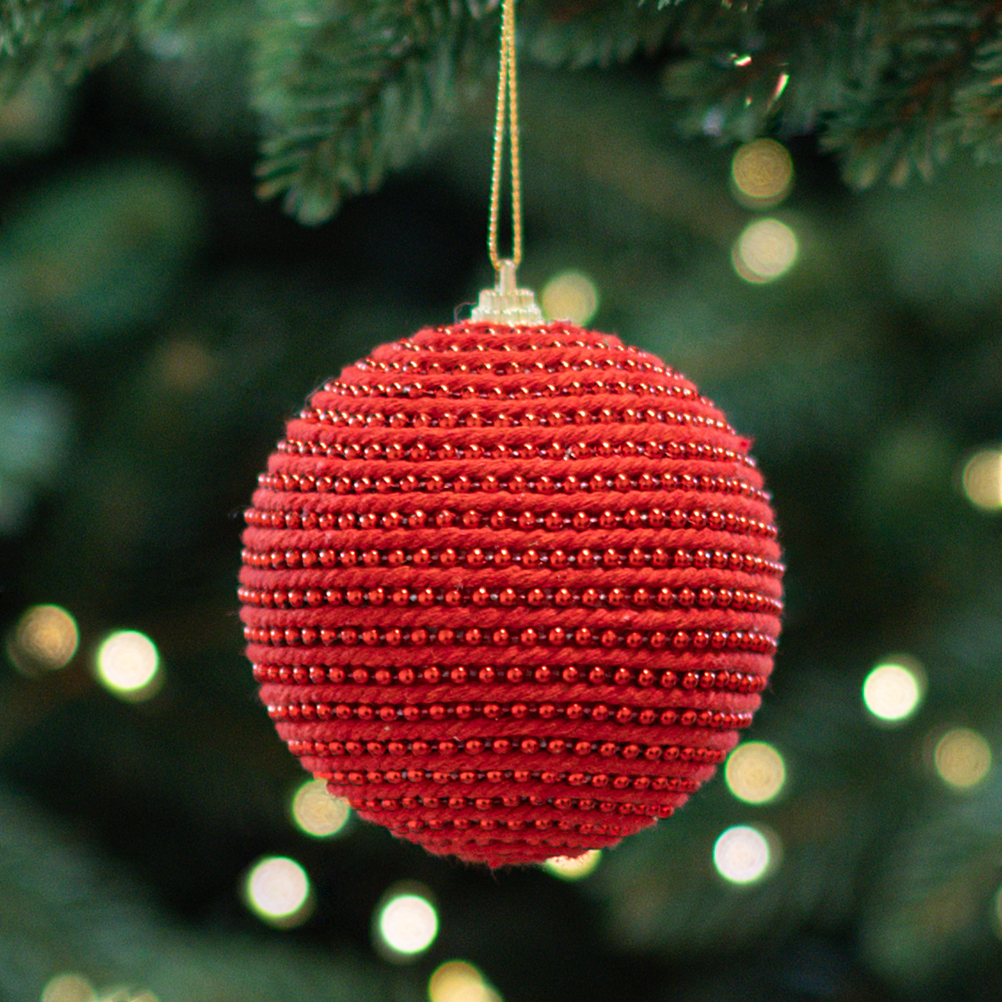 Изображение товара Шар елочный KREAFORTA с бисером красный ø8 см