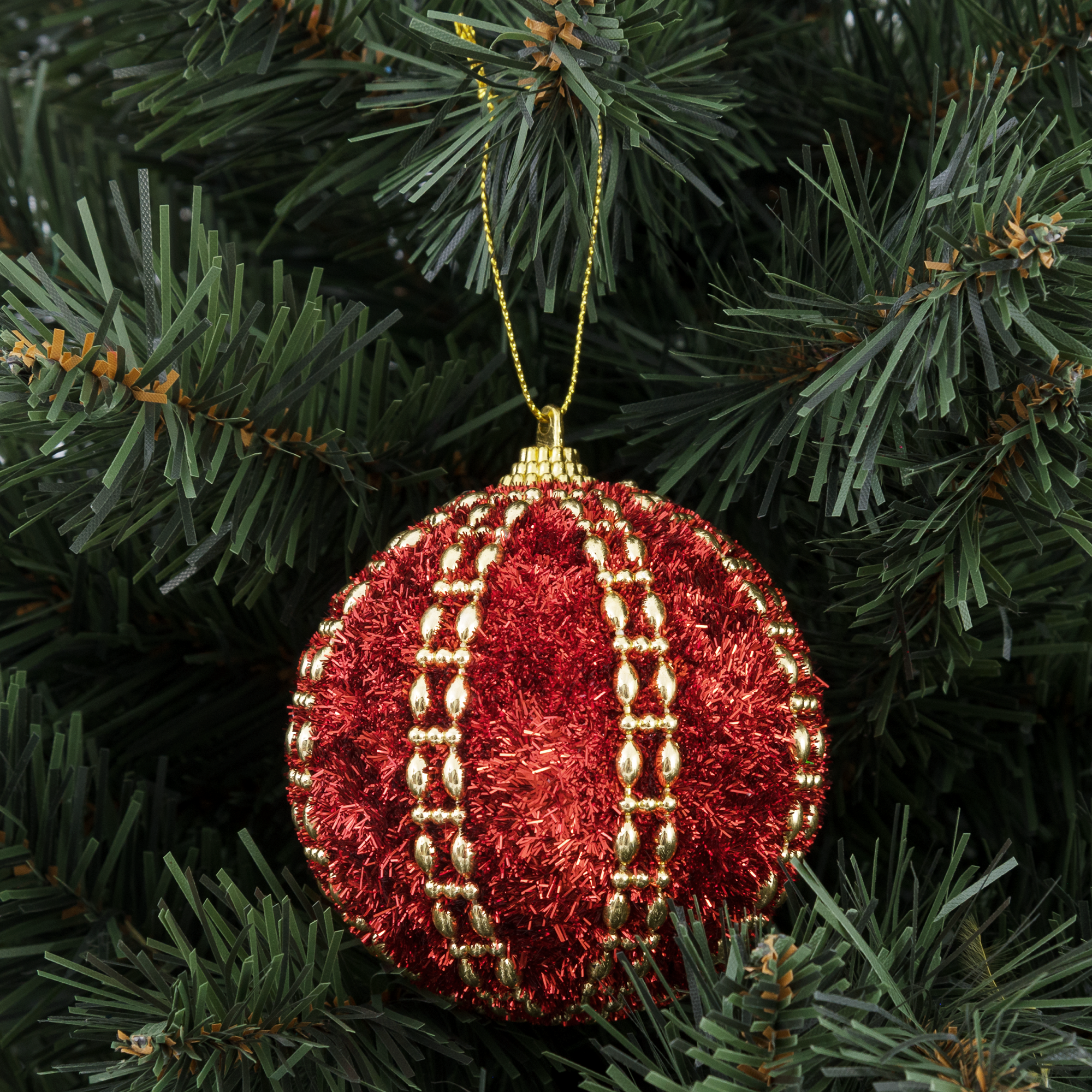 Изображение товара Шар елочный KREAFORTA с декором ø8 см красный