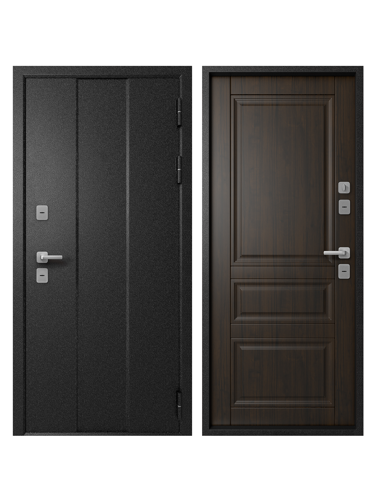 Изображение товара Входная дверь Эталон Термо-4 левый 205x86см цвет чёрный букле/венге