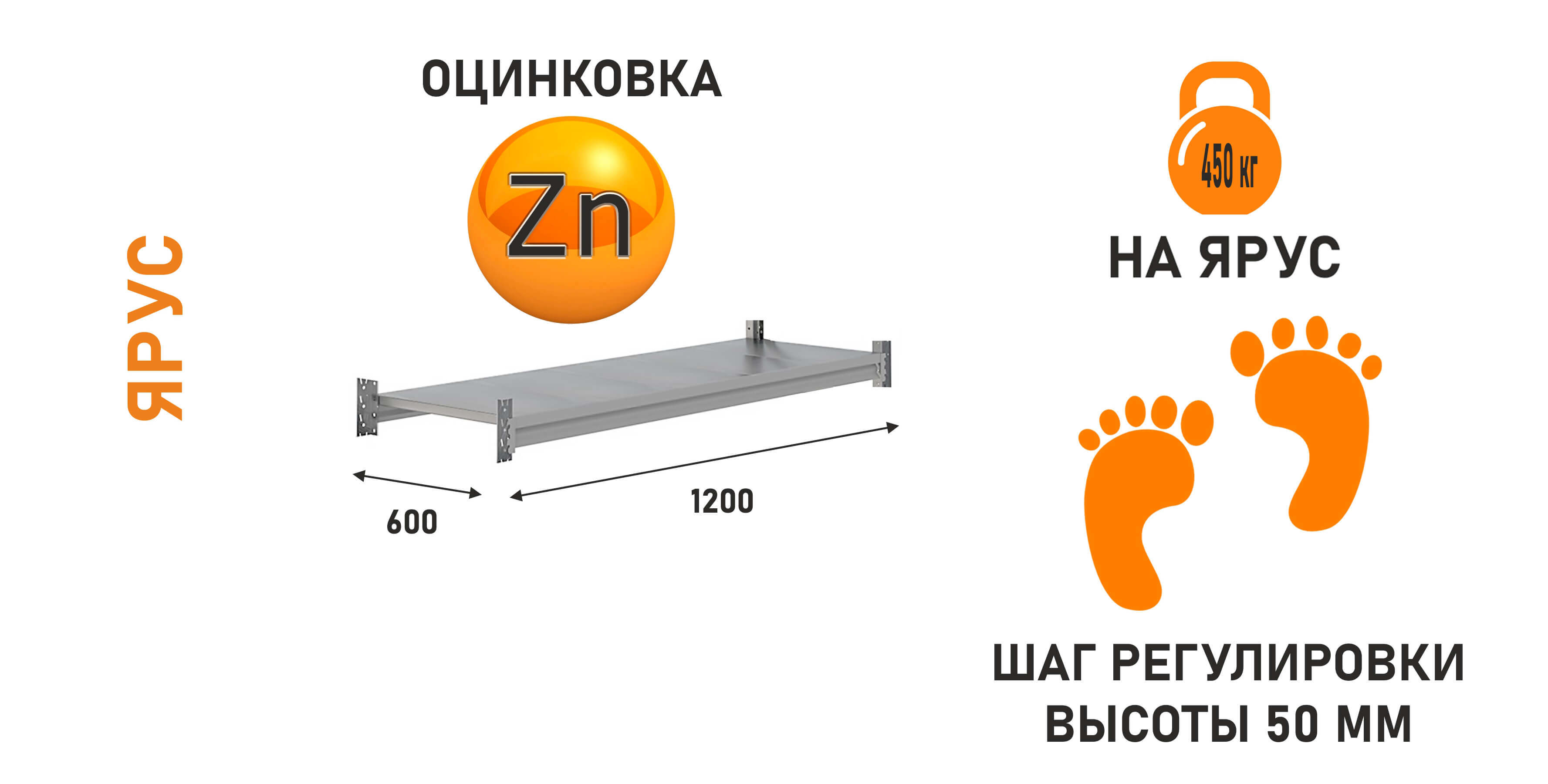 Изображение товара Ярус Ironmebel 120x60x60 см металл цвет серебристый M-ЯСГР1200600ОЦ3