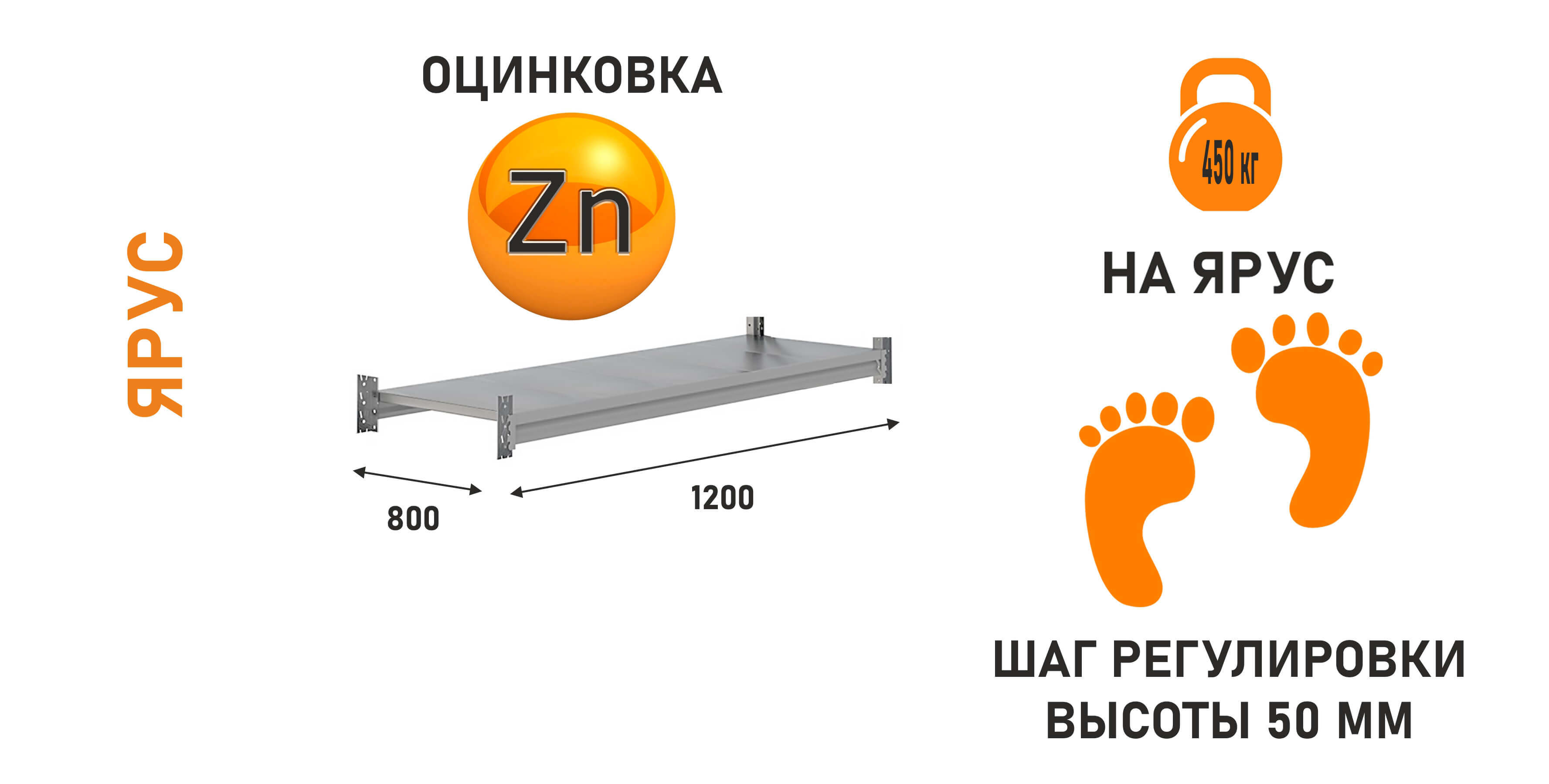 Изображение товара Ярус Ironmebel 120x80x80 см металл цвет серебристый M-ЯСГР1200800ОЦ3