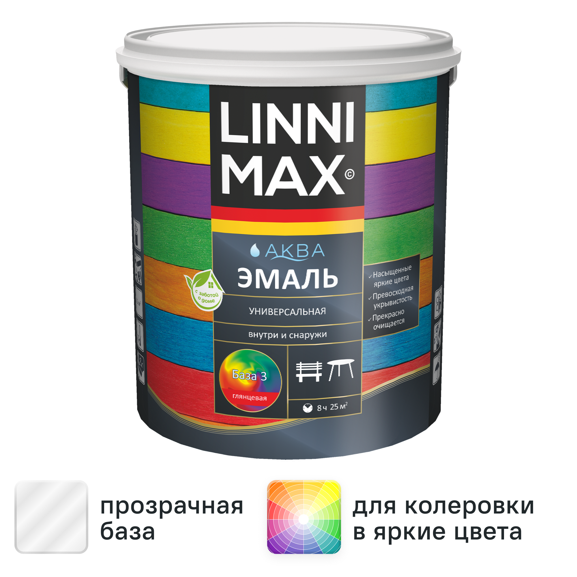 Изображение товара Эмаль Linnimax цвет прозрачный глянцевый база Б3 2.35 л