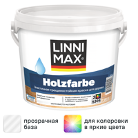 Изображение товара Краска фасадная Linnimax Holzfarbe моющаяся матовая прозрачная база 3 2.35 л Изображение товара Краска фасадная Linnimax Holzfarbe моющаяся матовая прозрачная база 3 2.35 л