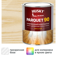 Изображение товара Лак паркетный Husky Parquet 90 глянцевый бесцветный 0.9 л Изображение товара Лак паркетный Husky Parquet 90 глянцевый бесцветный 0.9 л