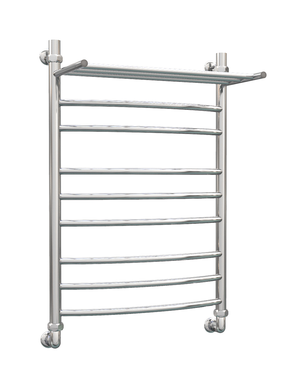 Изображение товара Полотенцесушитель водяной с полкой лесенка Роснерж Дуга 800x530 мм универсальная подводка нержавеющая сталь цвет хром