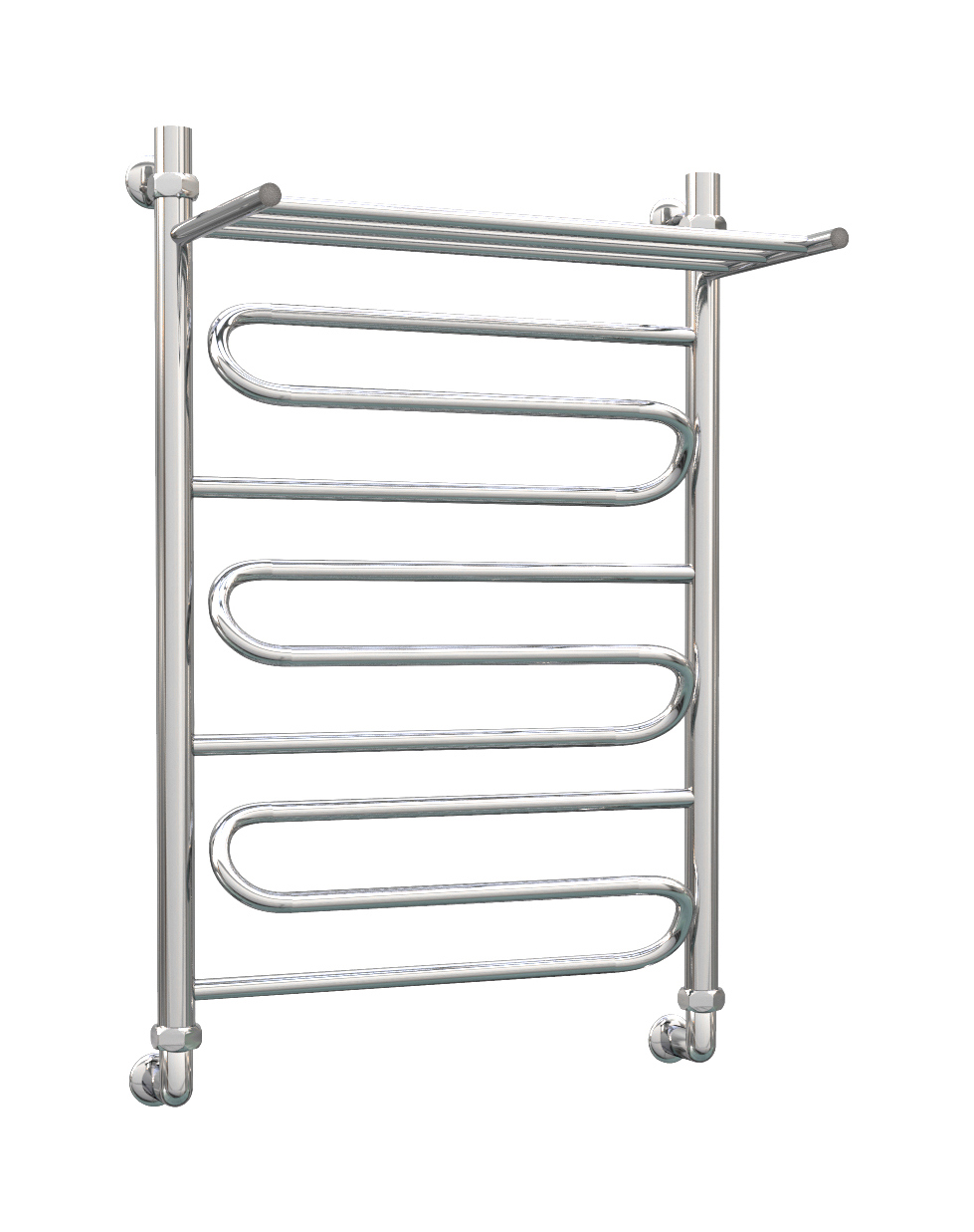 Изображение товара Водяной полотенцесушитель с полкой Роснерж Зиг-Заг 800x530 мм хром Россия