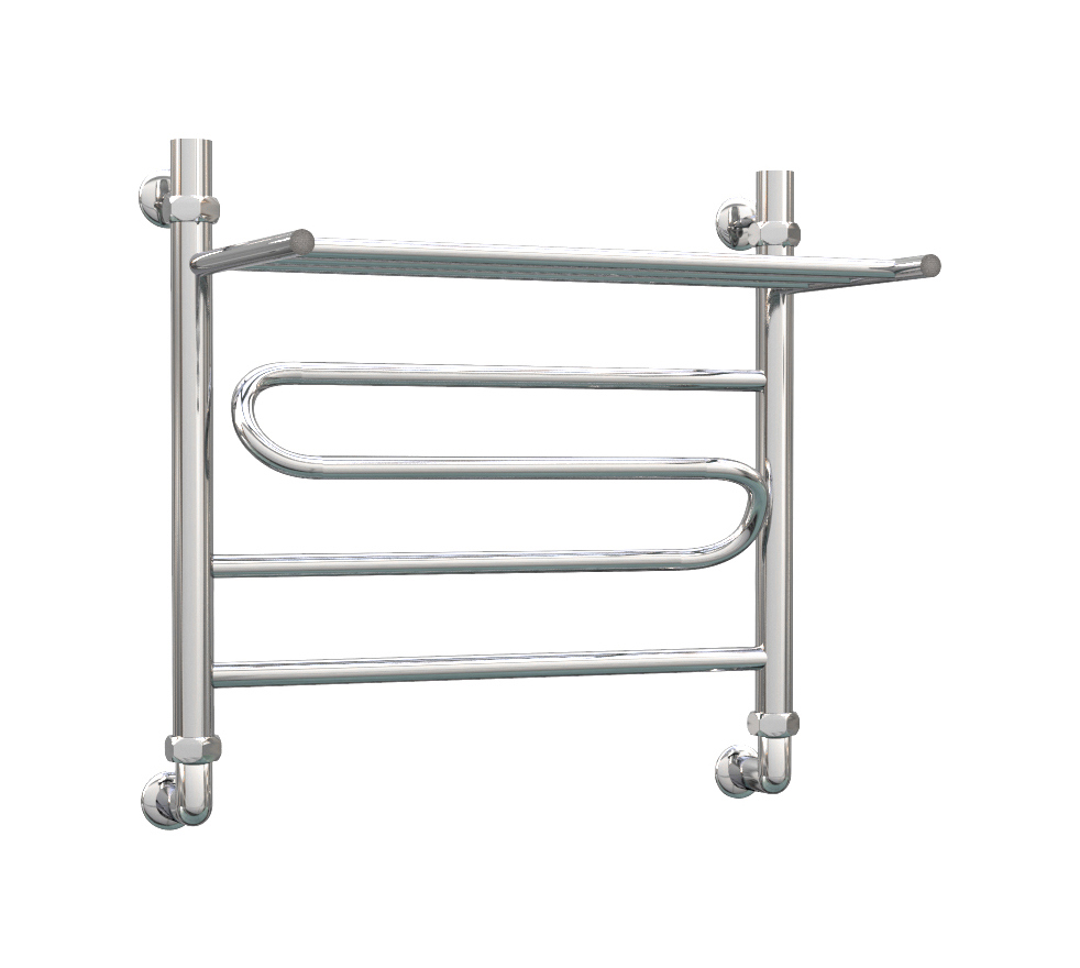 Изображение товара Полотенцесушитель водяной с полкой лесенка Роснерж Зиг-заг 500x630 мм универсальная подводка нержавеющая сталь цвет хром