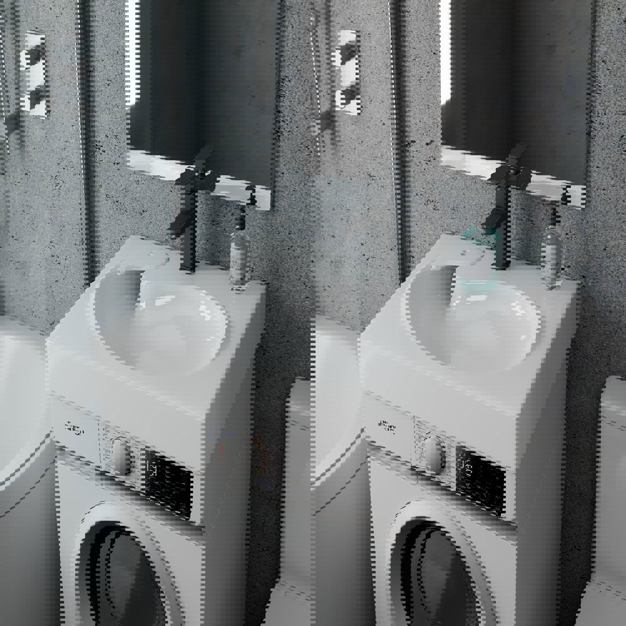 Изображение товара Раковина на стиральную машину Bauedge omega XMY0090 60см цвет белый/черный