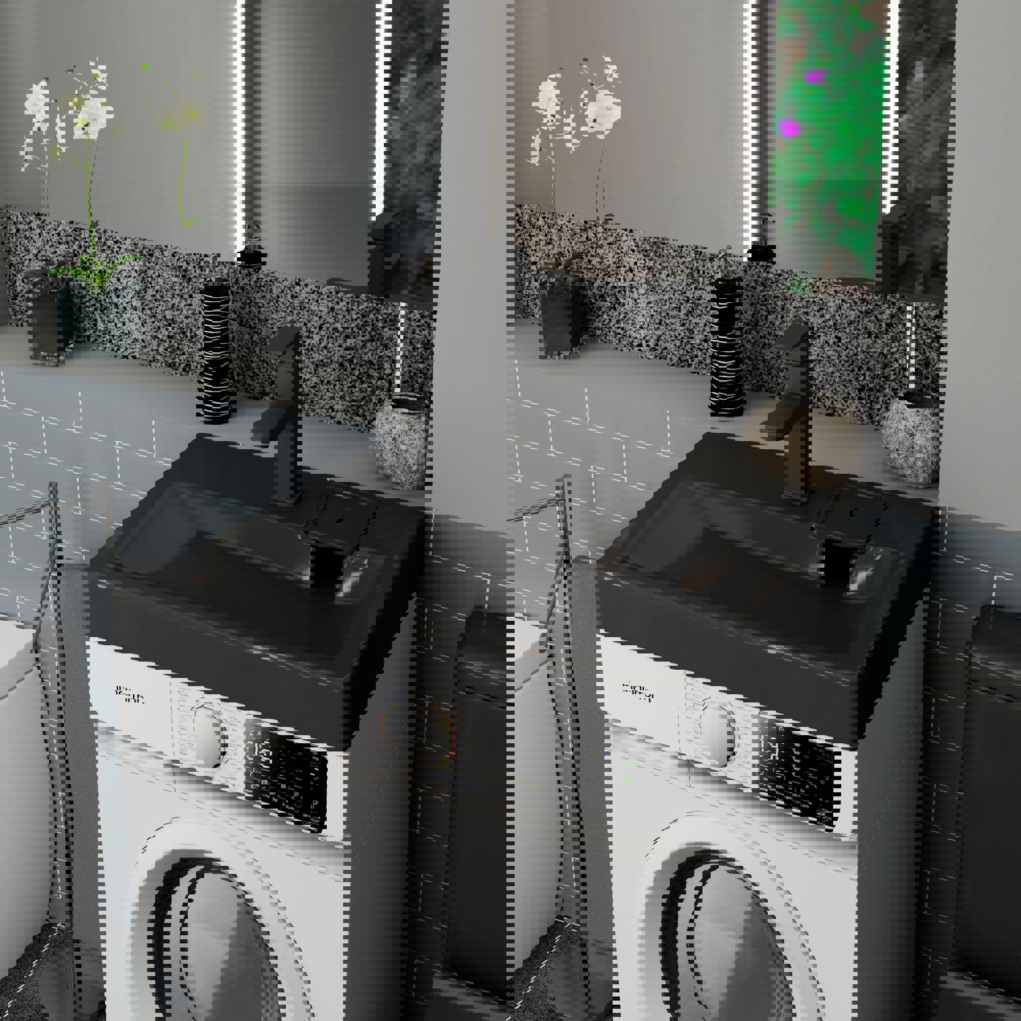 Изображение товара Раковина на стиральную машину BAUEDGE XMY0084 черная серия Hotel компактная