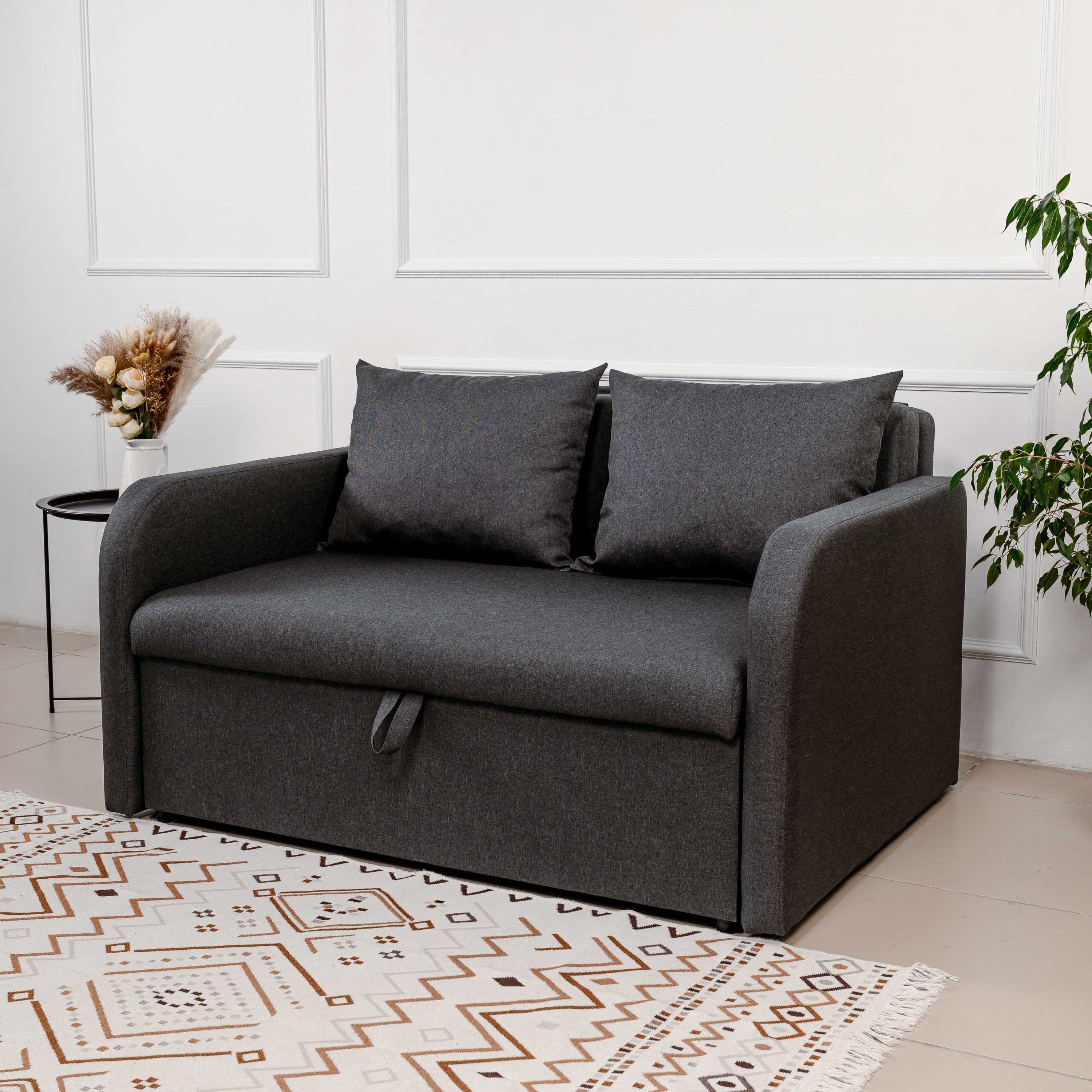 Изображение товара Диван раскладной Edlen Некст 136x77x105 см рогожка цвет графит