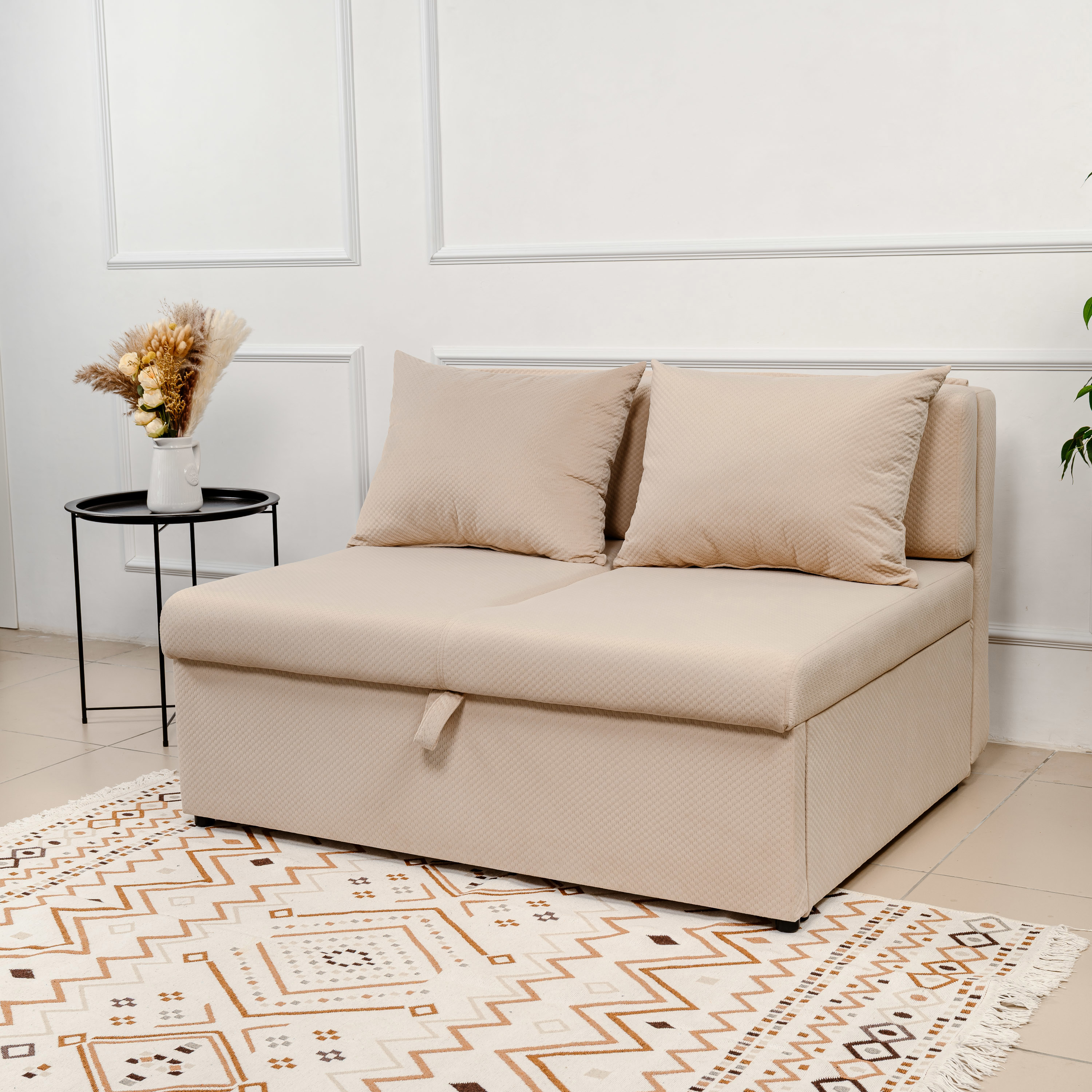 Изображение товара Диван раскладной Edlen Некст Mini 120x77x105 см велюр цвет бежевый