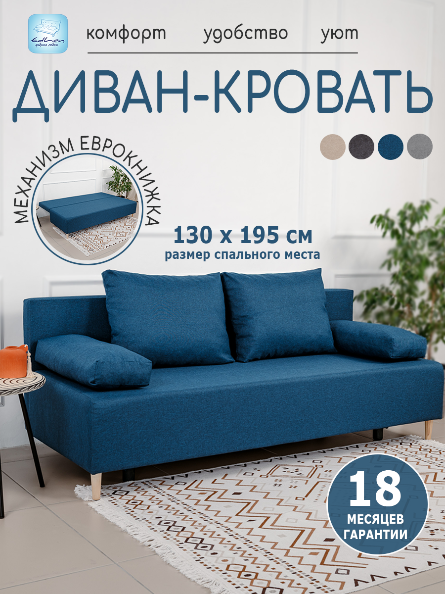 Изображение товара Диван раскладной Edlen GENRY 195x72x77 см цвет деним