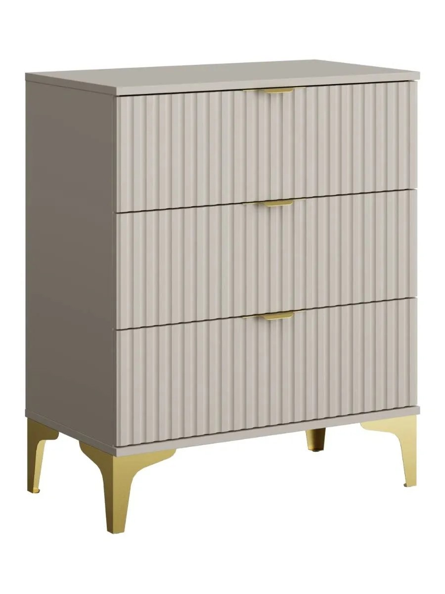 Изображение товара Комод Ridberg Andre 3 ящика 70.6х39х85.5 см ЛДСП цвет кашемир/золото
