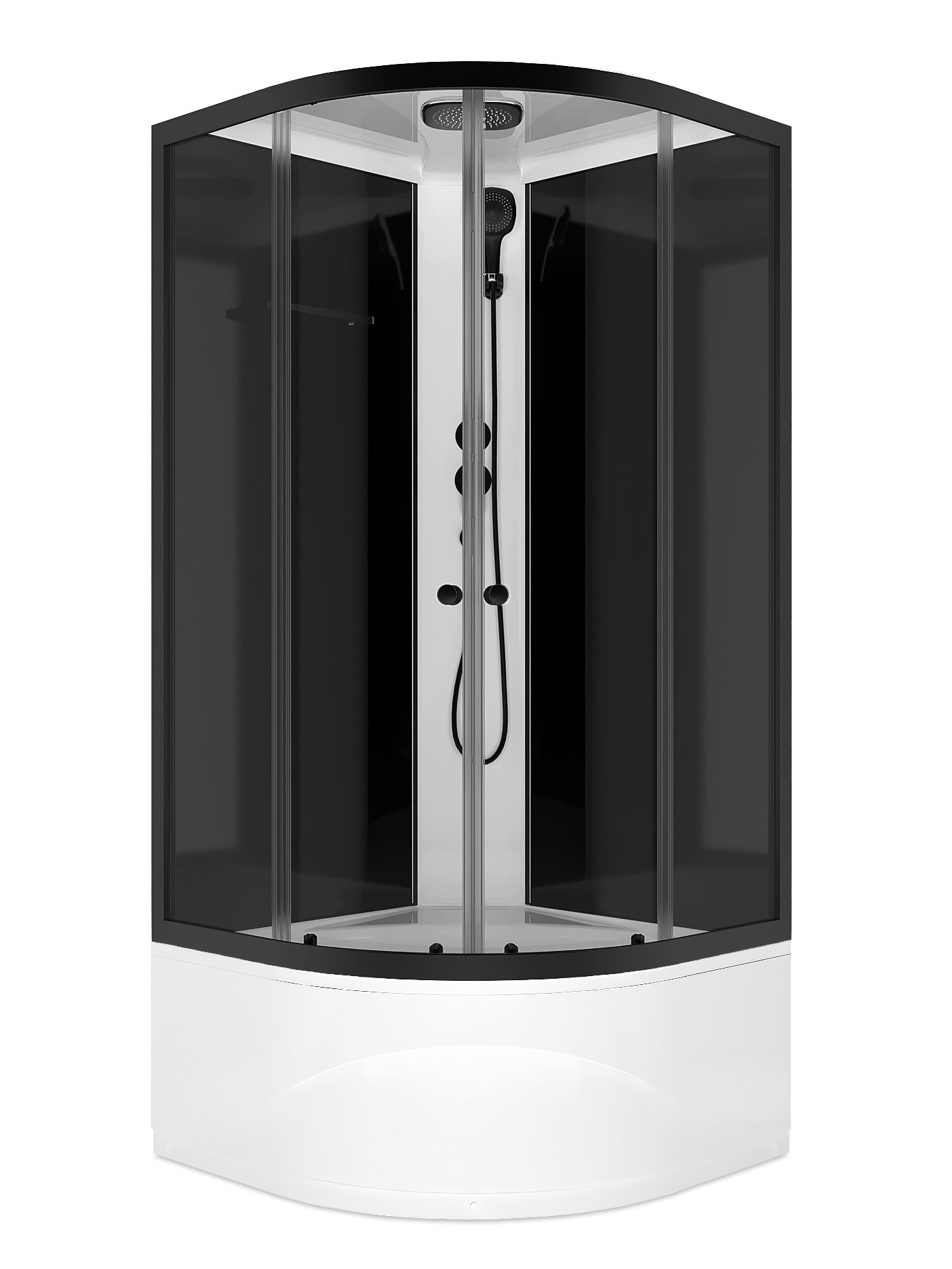 Изображение товара Душевая кабина Domani-Spa Delight Slim 99 high 90x90x218 высокий поддон черные стенки прозрачное стекло, графит профиль, Black accents