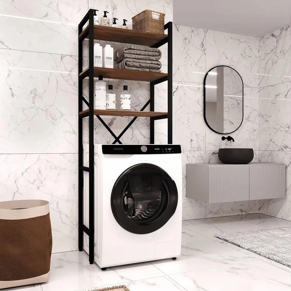 Изображение товара Стеллаж для ванной комнаты A1 Home Ariel Лофт 68x34x180см дуб веллингтон