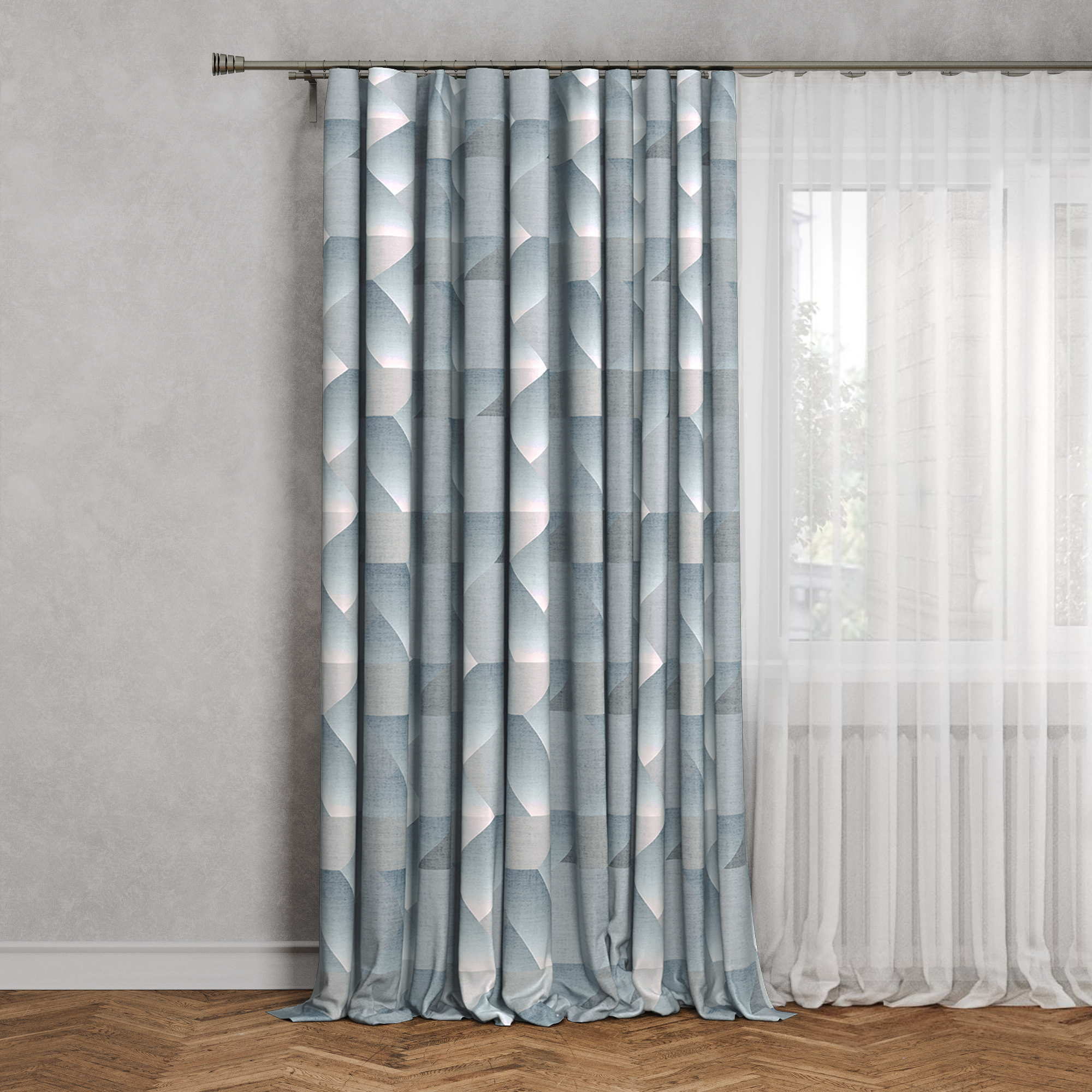 Изображение товара Штора на ленте димаут Лион 150x260 см цвет голубой