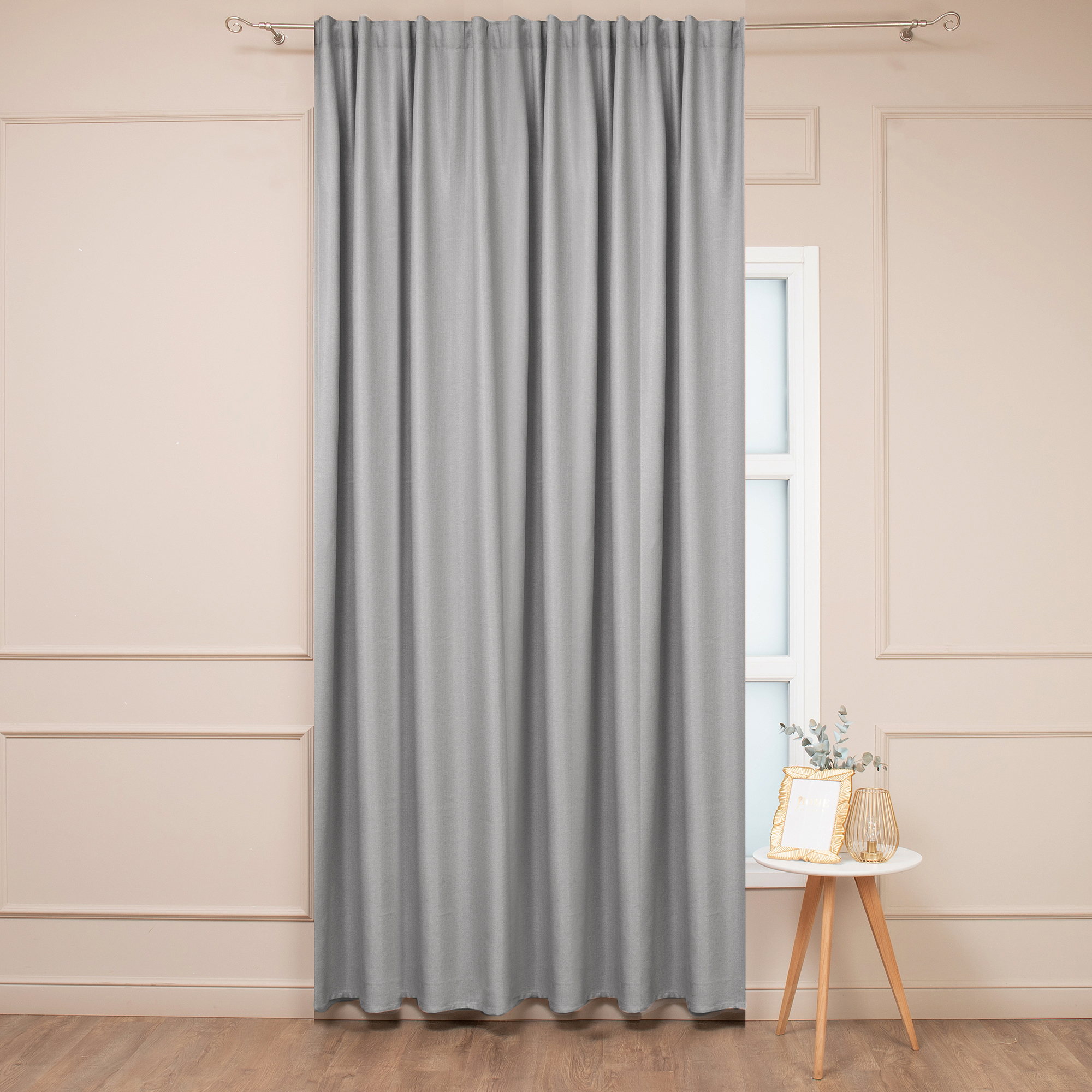 Изображение товара Штора на ленте димаут 200x295 см цвет серый - легкая установка и стильный дизайн