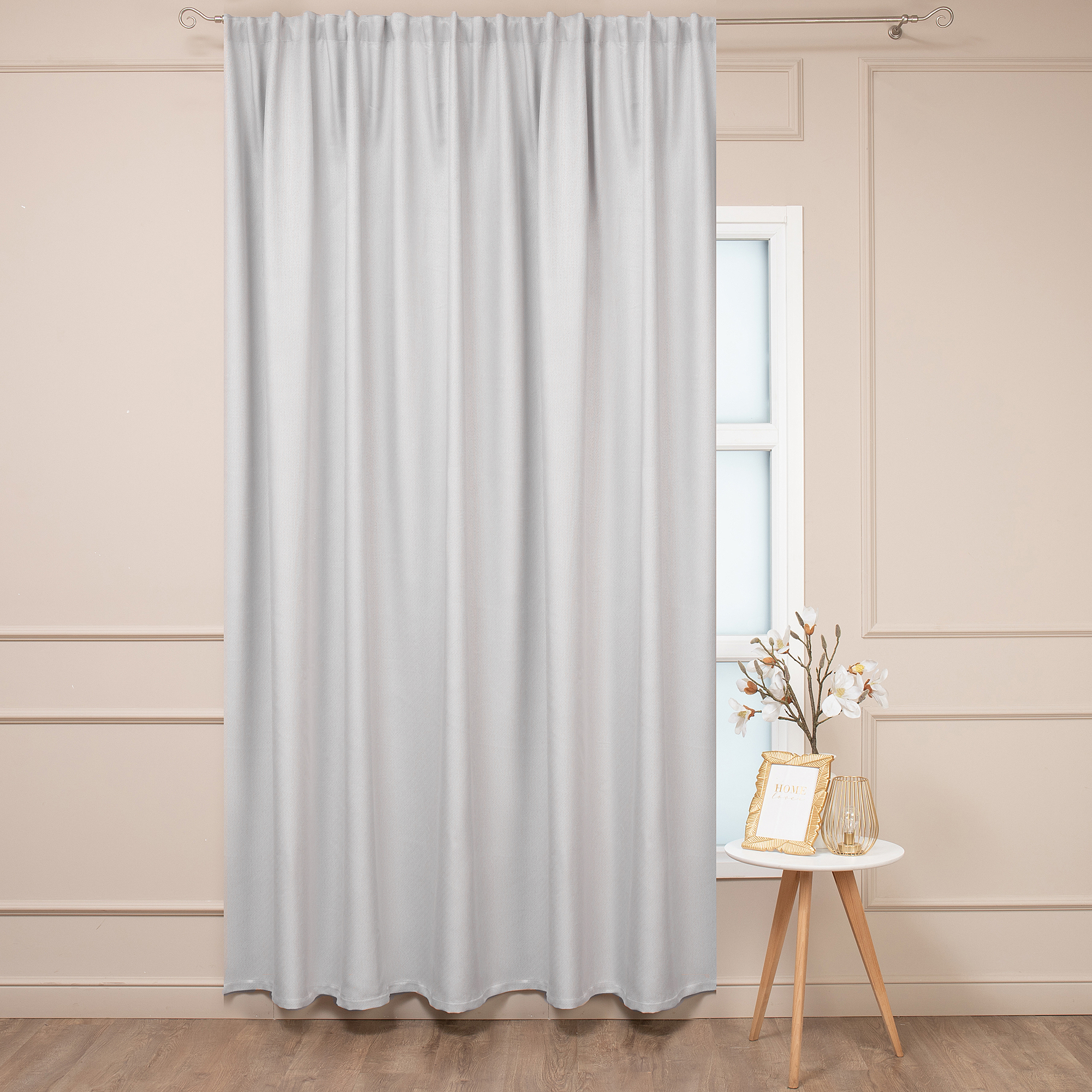 Изображение товара Штора на ленте димаут 200x280 см бежевый для спальни из полиэстера